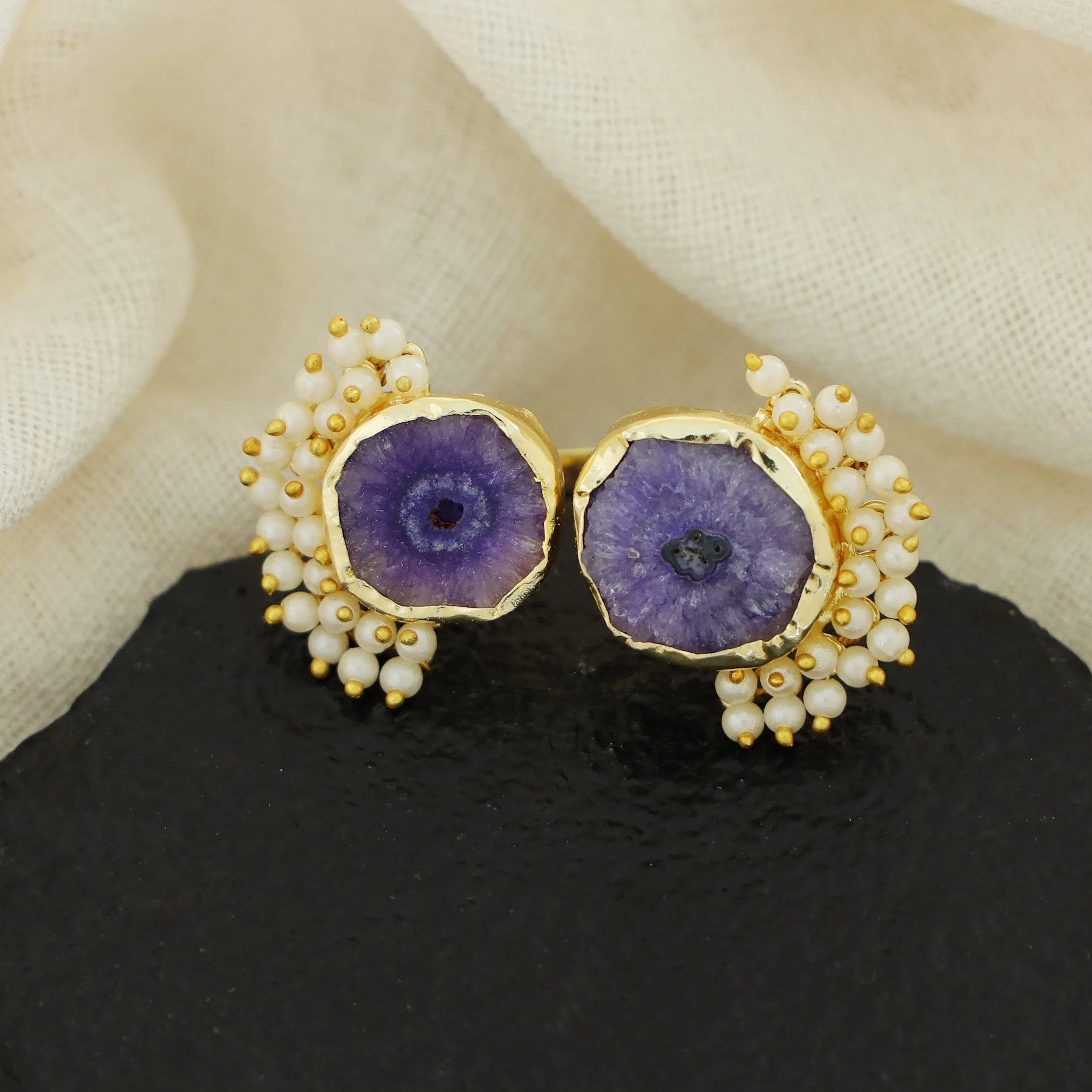 Heidi Agate Cluster Pearl Ring - Image 12