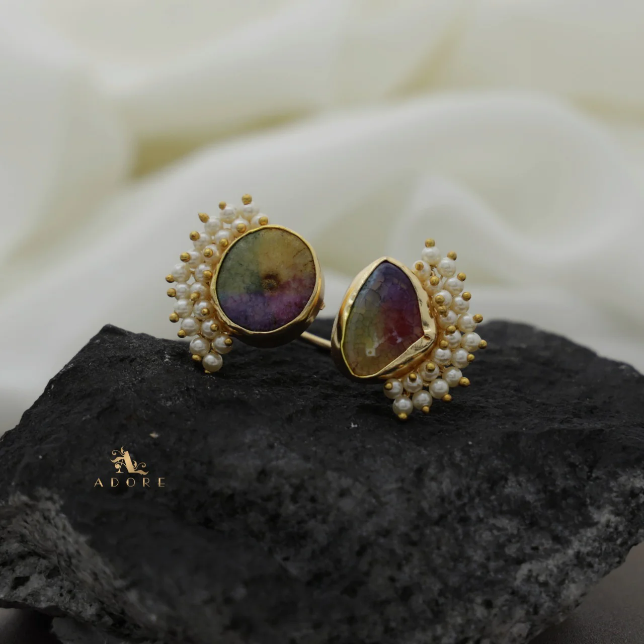 Heidi Agate Cluster Pearl Ring - Image 2