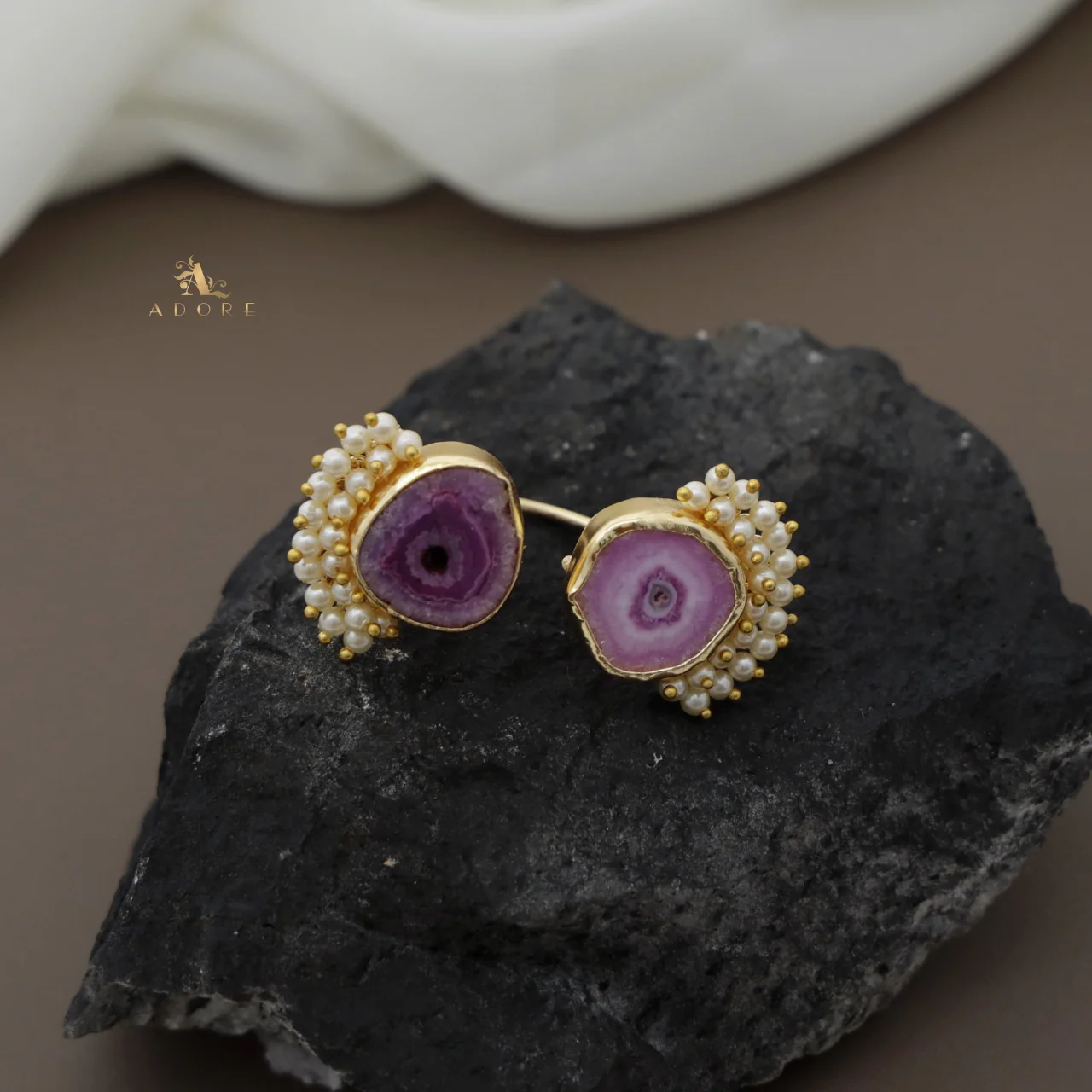 Heidi Agate Cluster Pearl Ring - Image 3