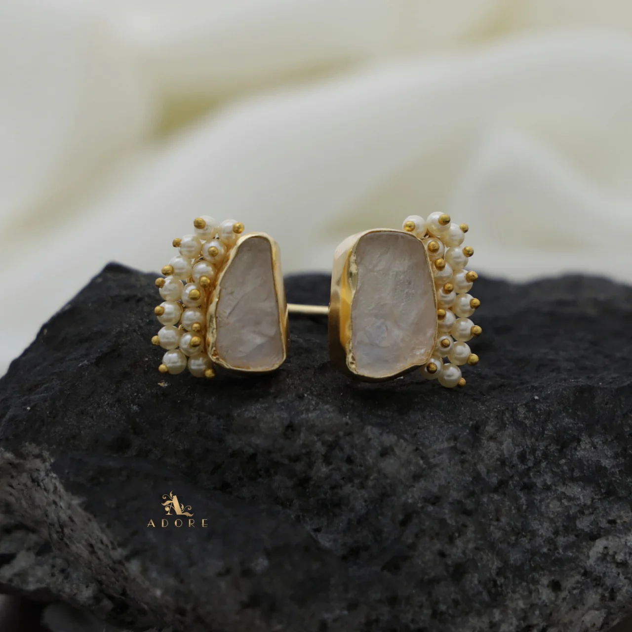 Heidi Raw Stone Cluster Pearl Ring - Image 3