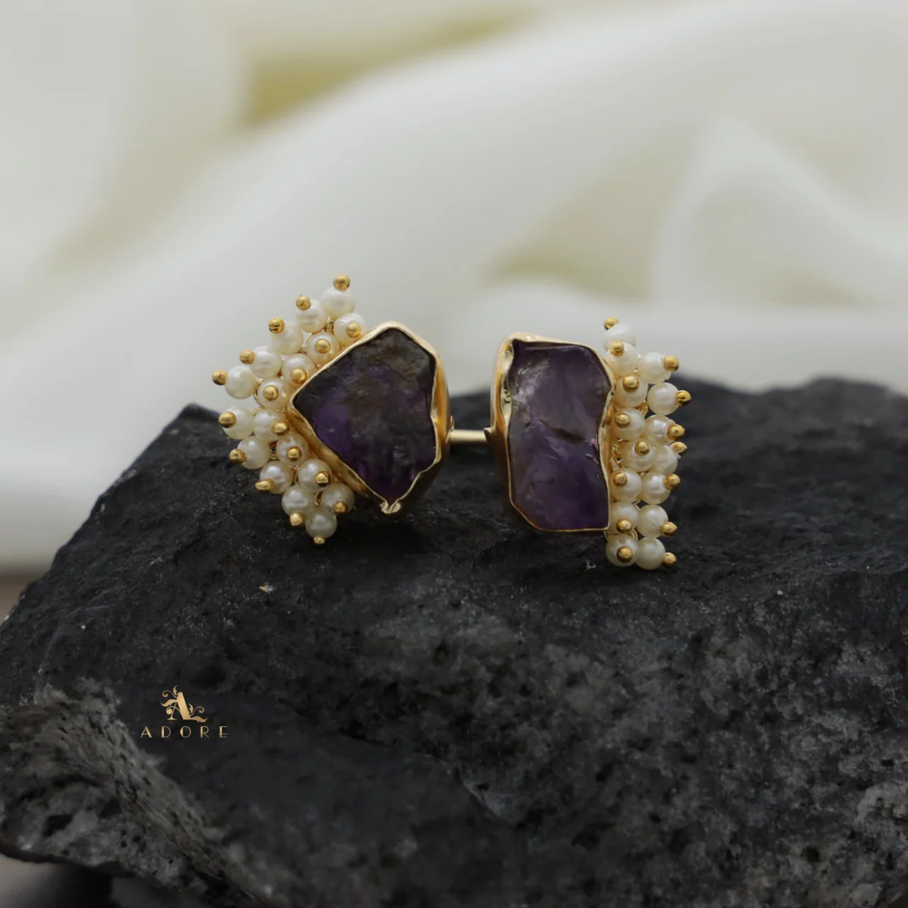 Heidi Raw Stone Cluster Pearl Ring - Image 5