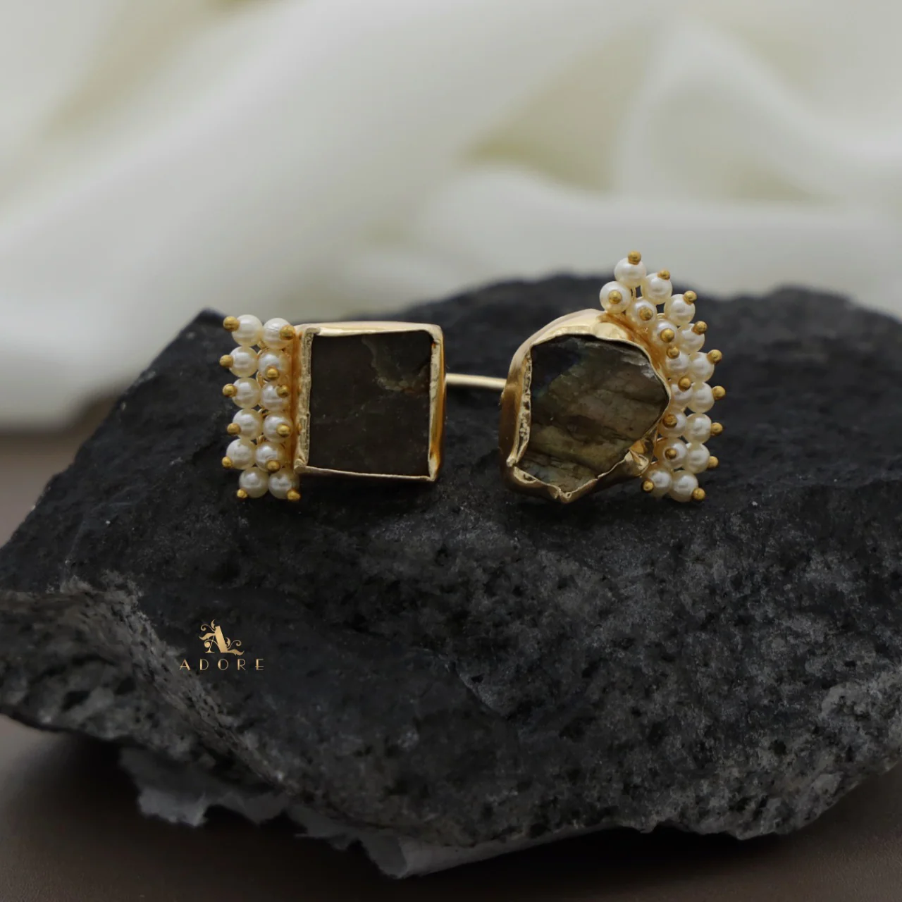 Heidi Raw Stone Cluster Pearl Ring - Image 7