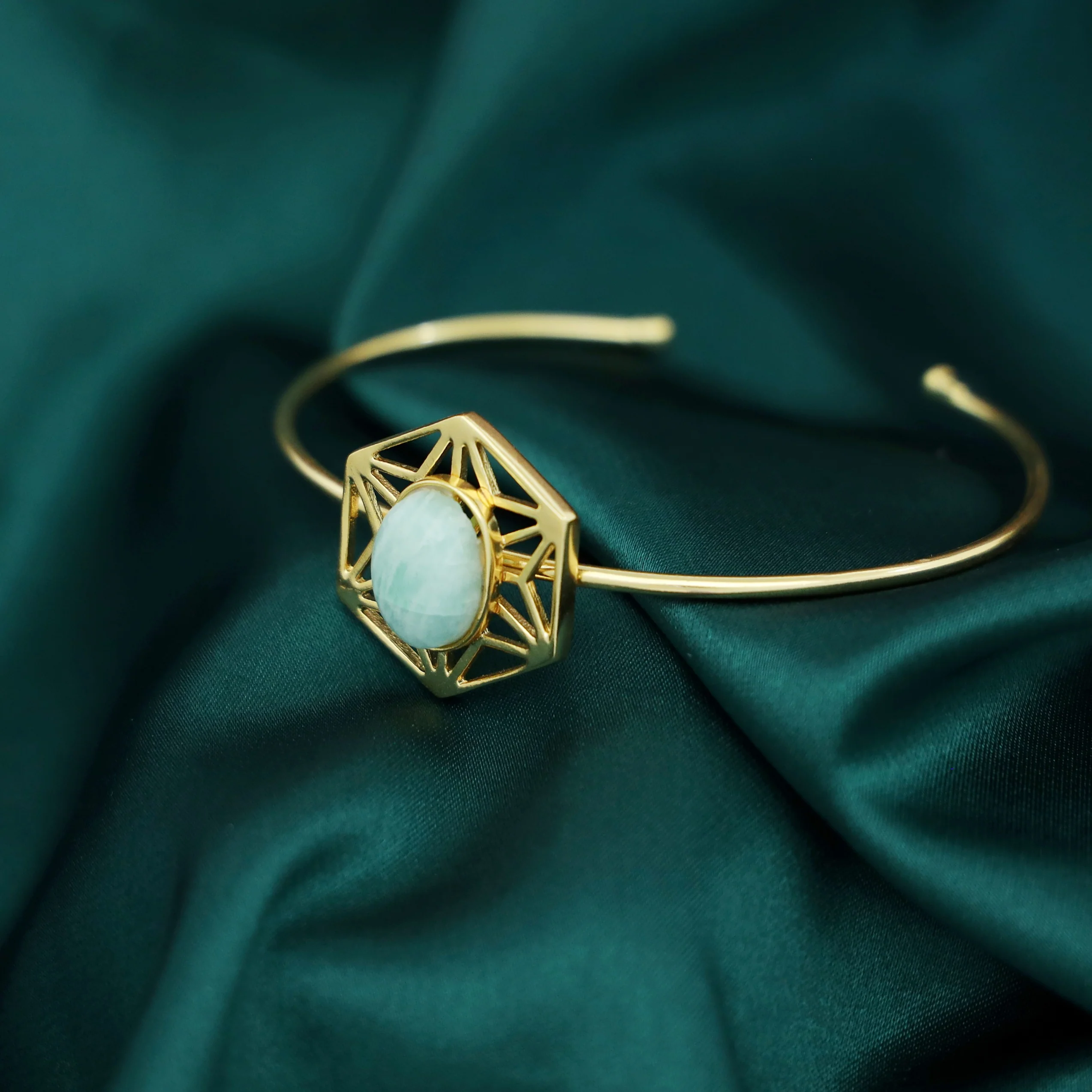 Helen Hexagon Oval Natural Stone Bracelet - Image 2