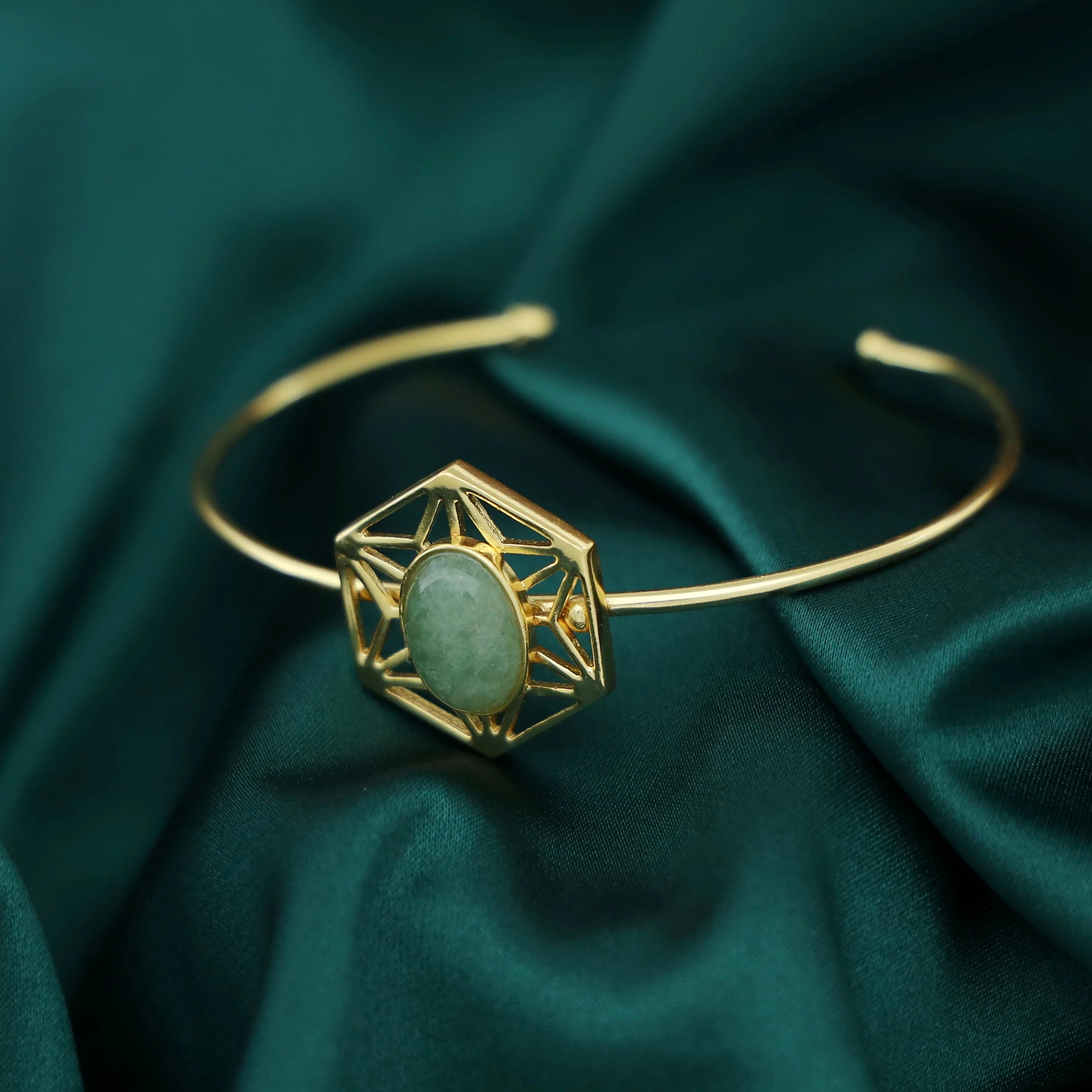 Helen Hexagon Oval Natural Stone Bracelet - Image 3