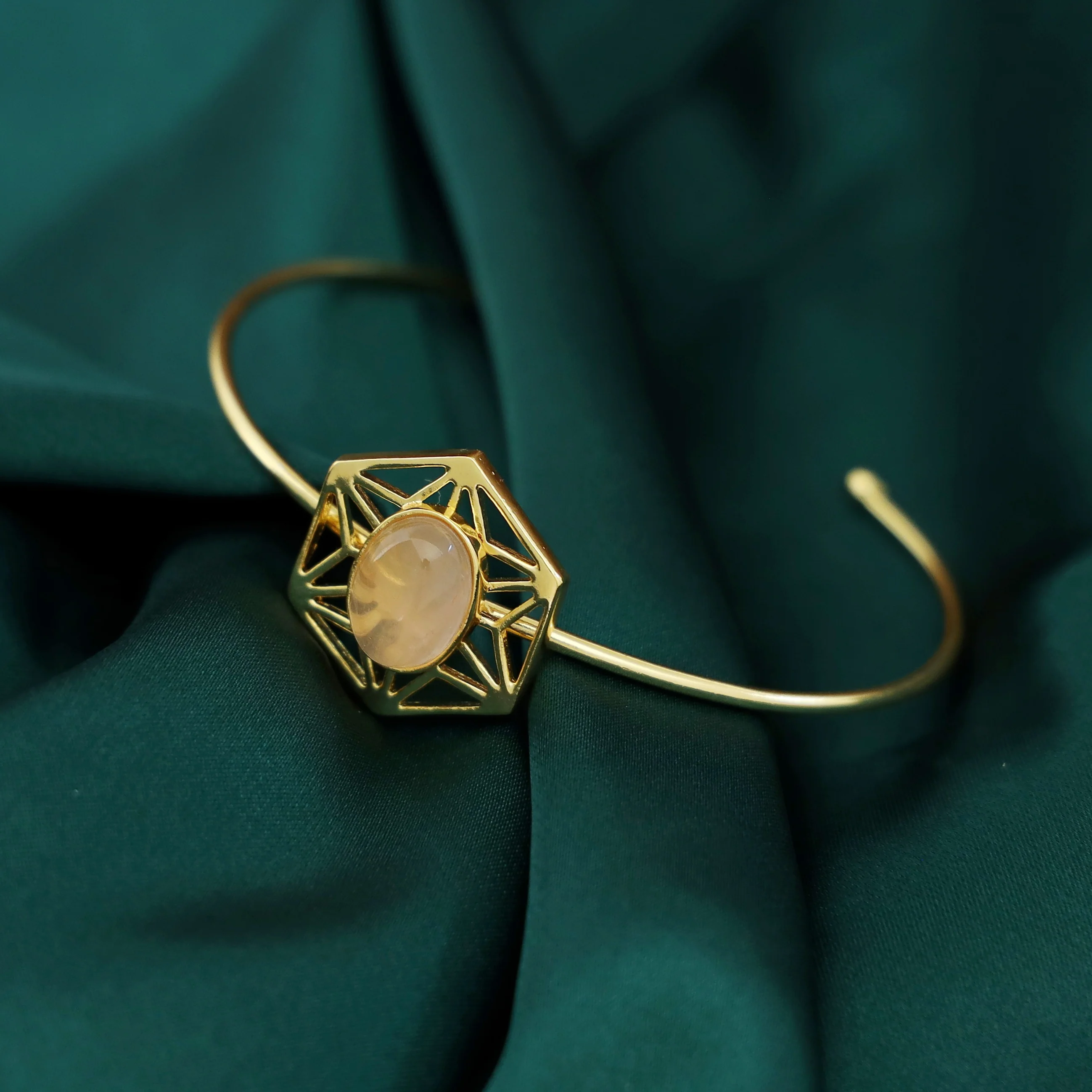 Helen Hexagon Oval Natural Stone Bracelet - Image 4