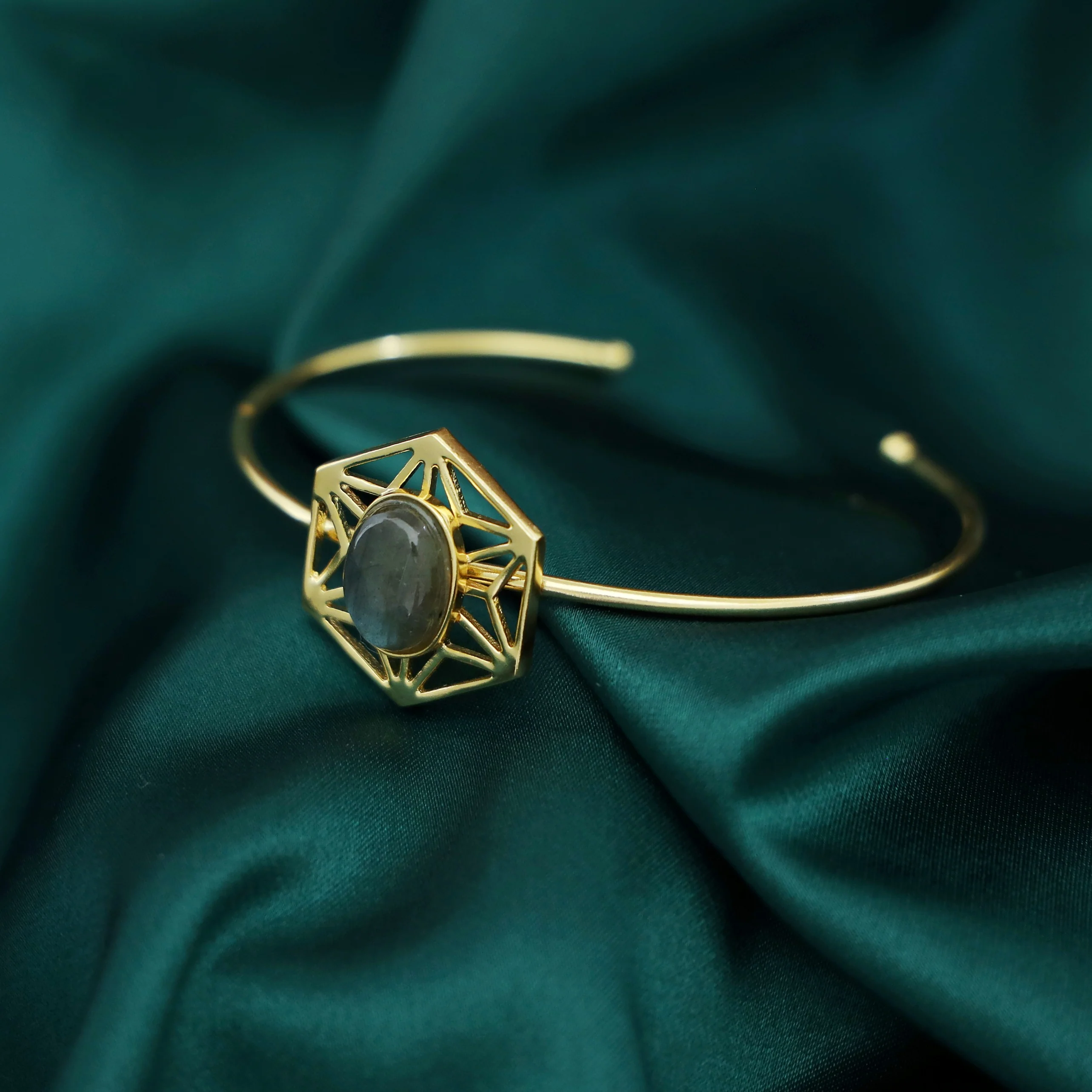 Helen Hexagon Oval Natural Stone Bracelet - Image 5