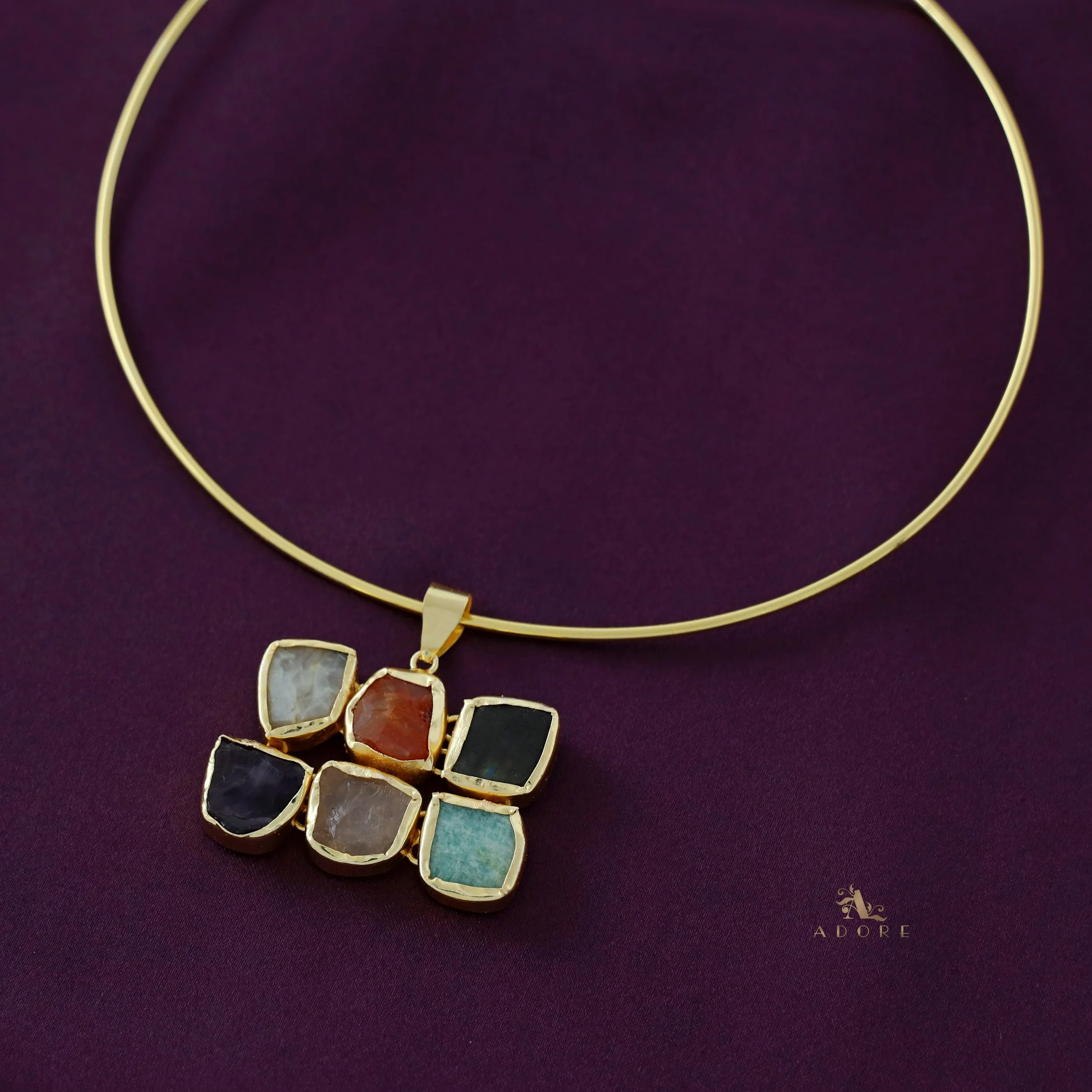 Helia Six Raw Stone Neck Cuff - Image 5