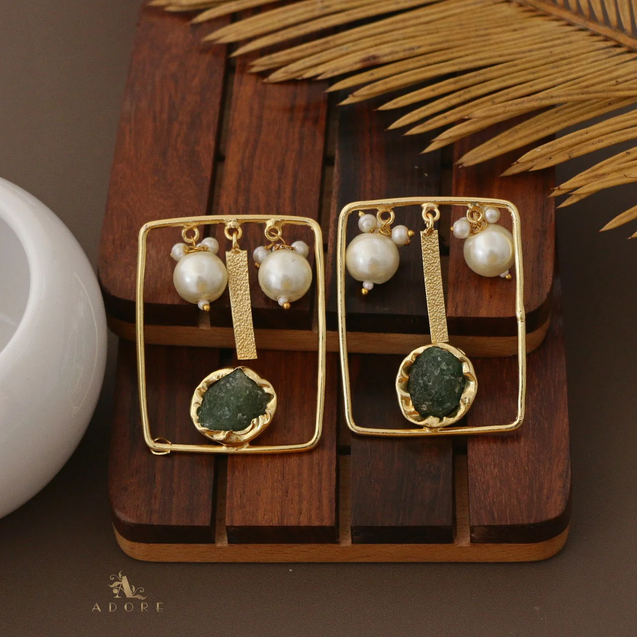 Hemantha Raw  Stone Pearl Earring - Image 10