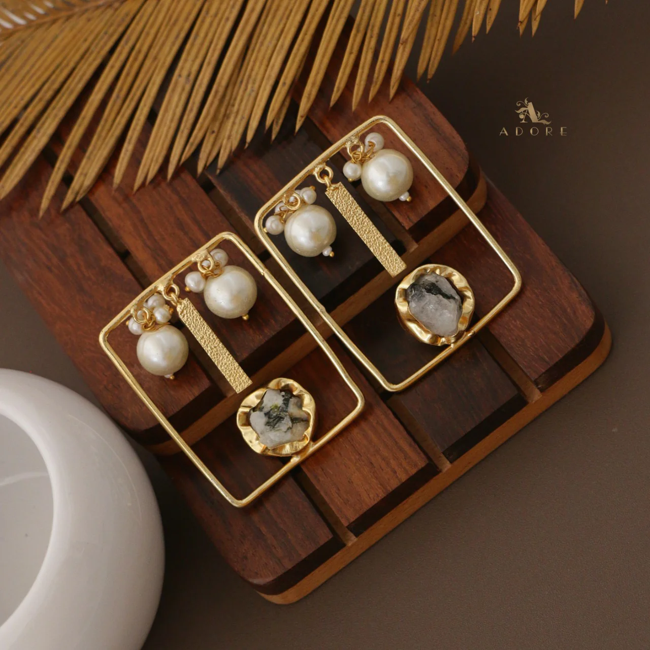 Hemantha Raw  Stone Pearl Earring - Image 3