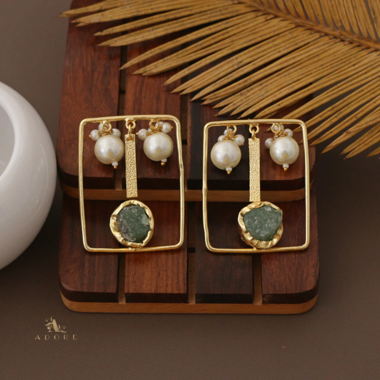 Hemantha Raw  Stone Pearl Earring - Image 7