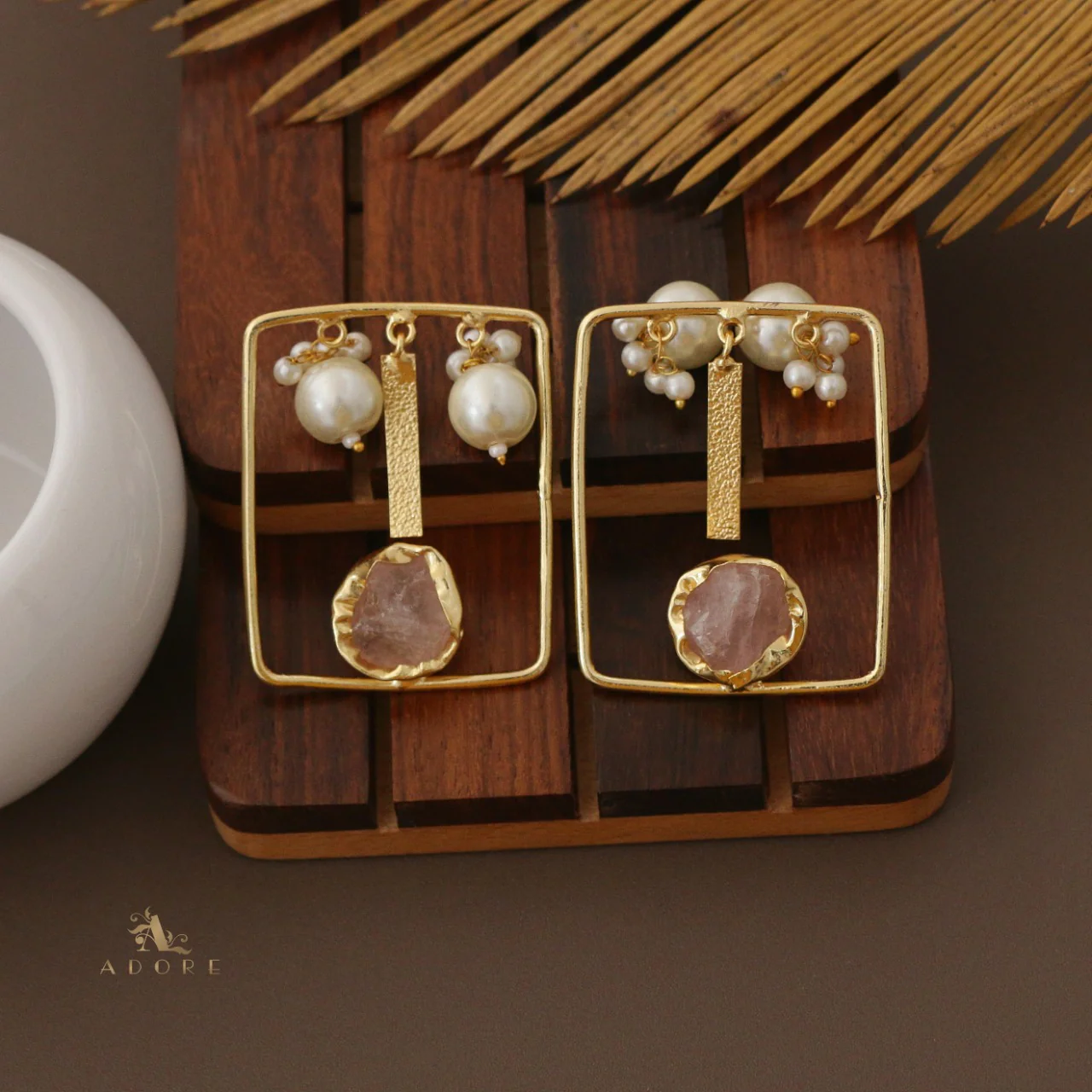 Hemantha Raw  Stone Pearl Earring - Image 8