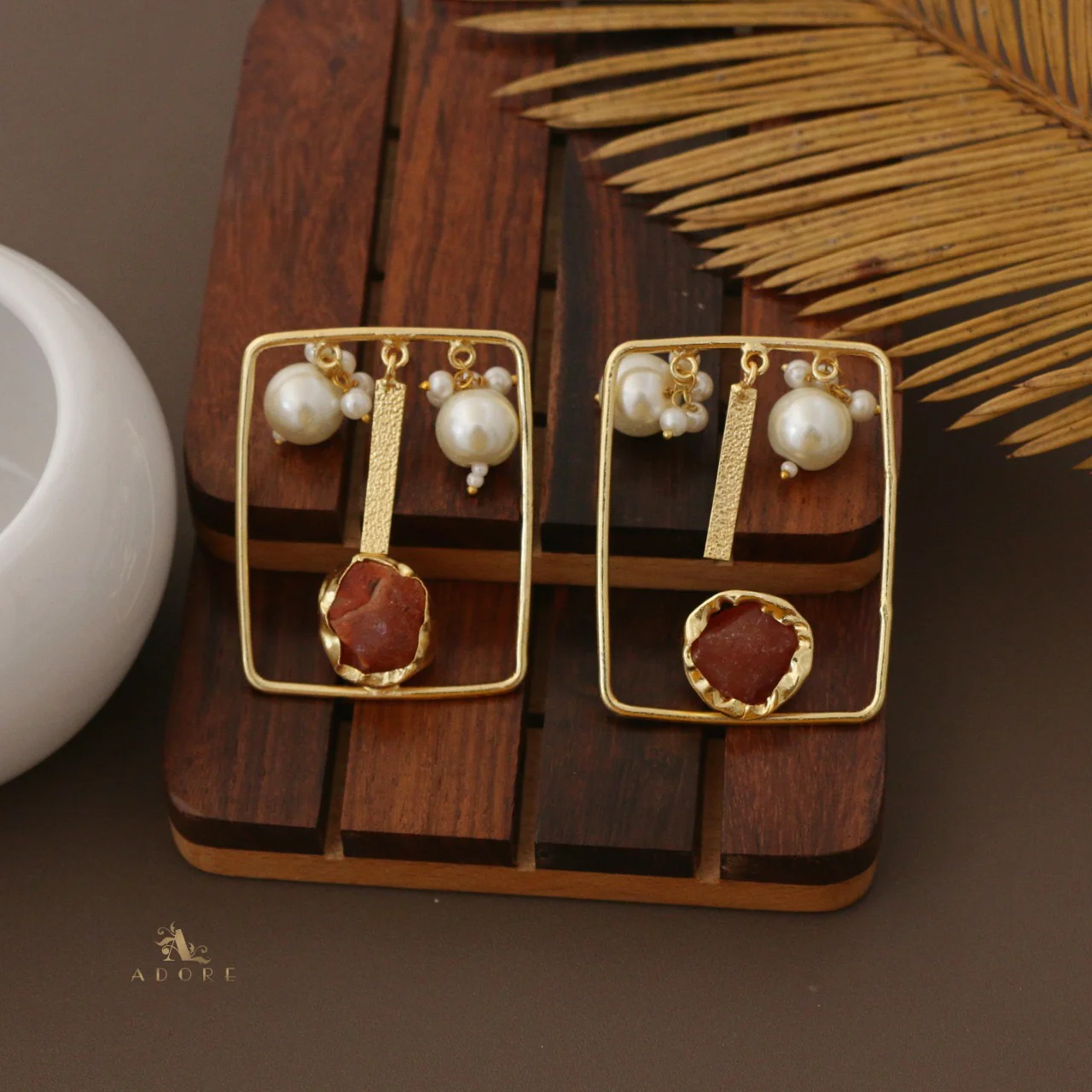Hemantha Raw  Stone Pearl Earring - Image 9