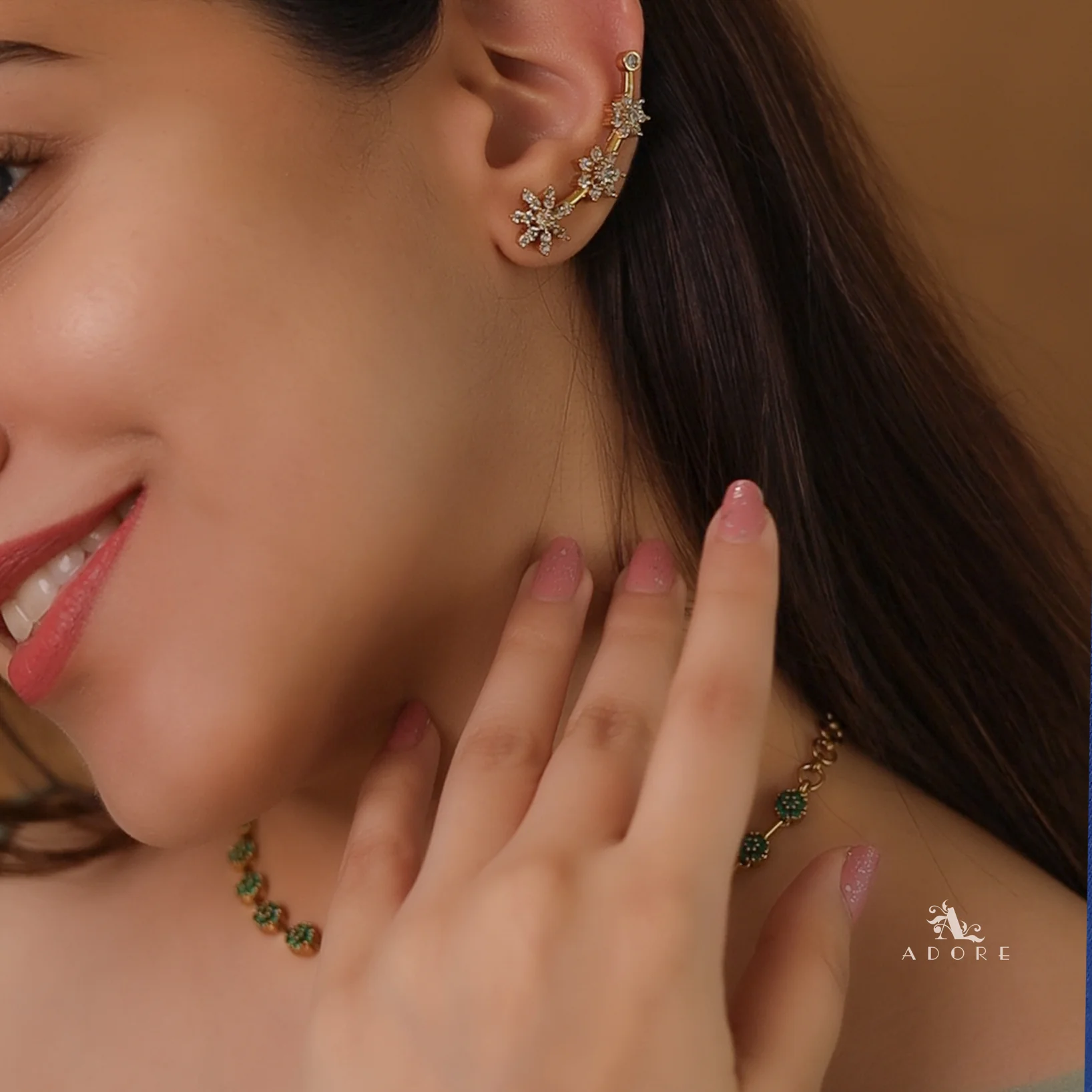 Himadri Golden Flower Ear-Cuff (Set of 2) - Image 4
