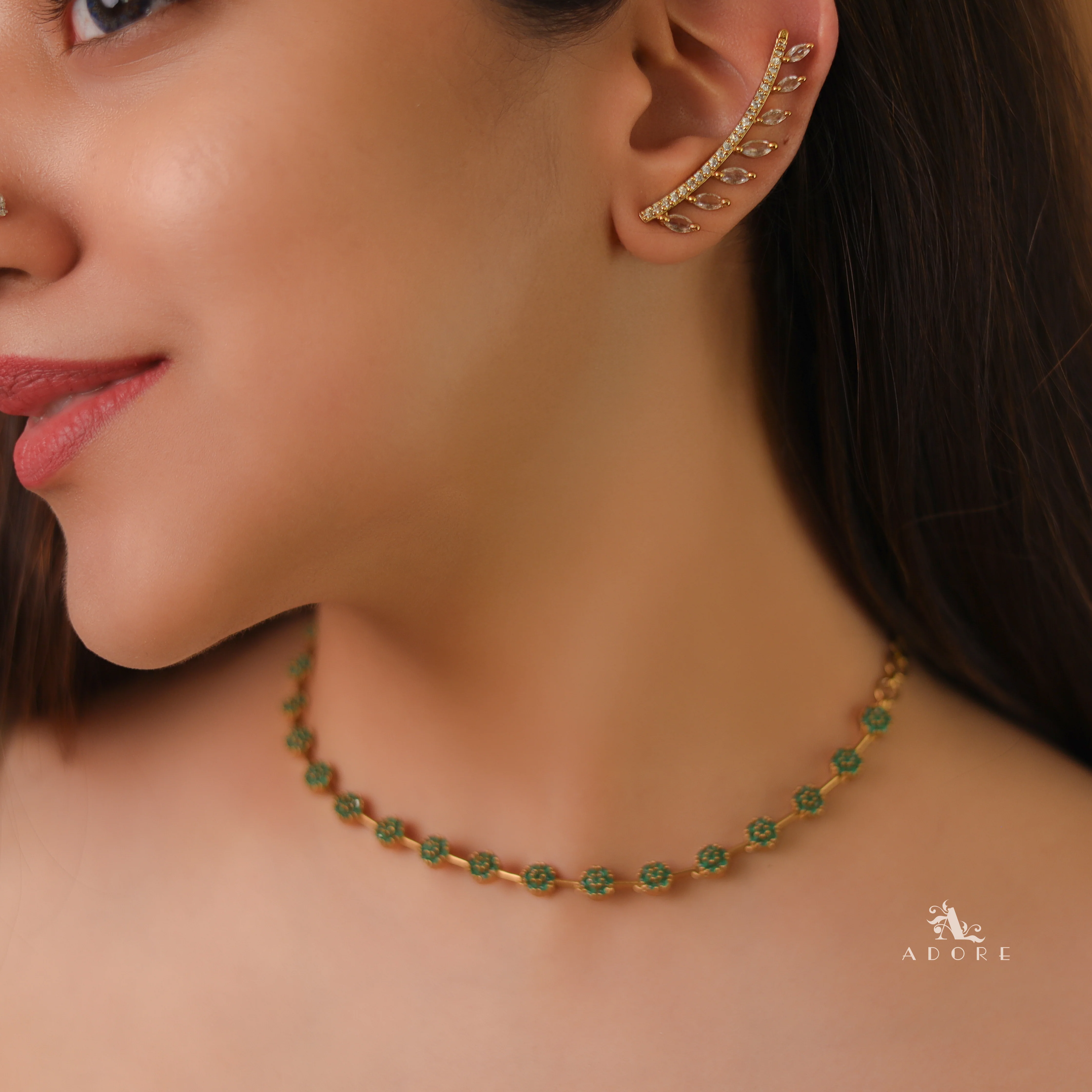 Himadri Golden Flower Ear-Cuff (Set of 2) - Image 5