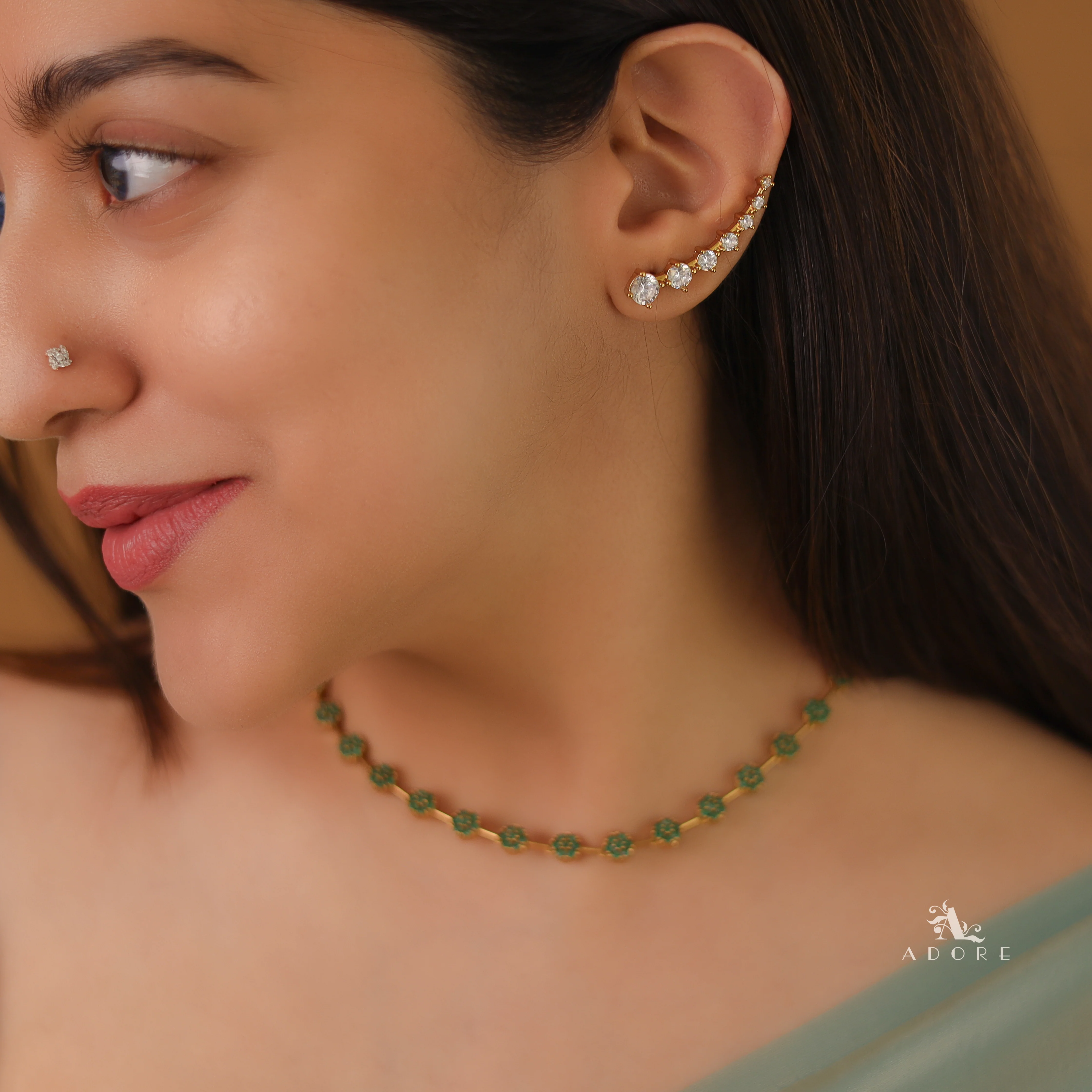 Himadri Golden Flower Ear-Cuff (Set of 2) - Image 6