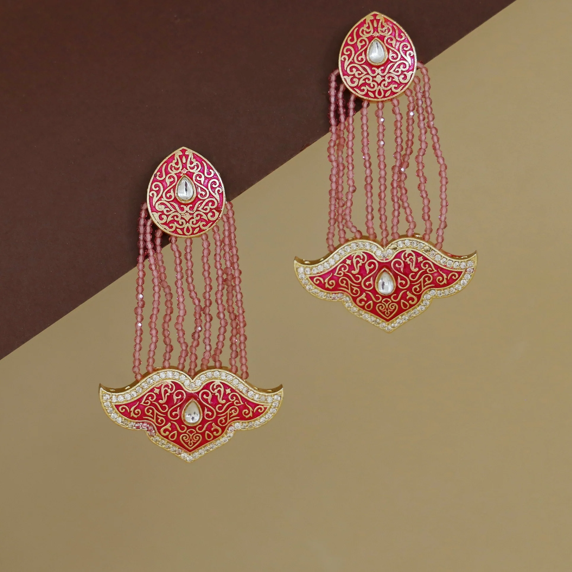 Himansha Beaded Tassel Kundan Earring - Image 5