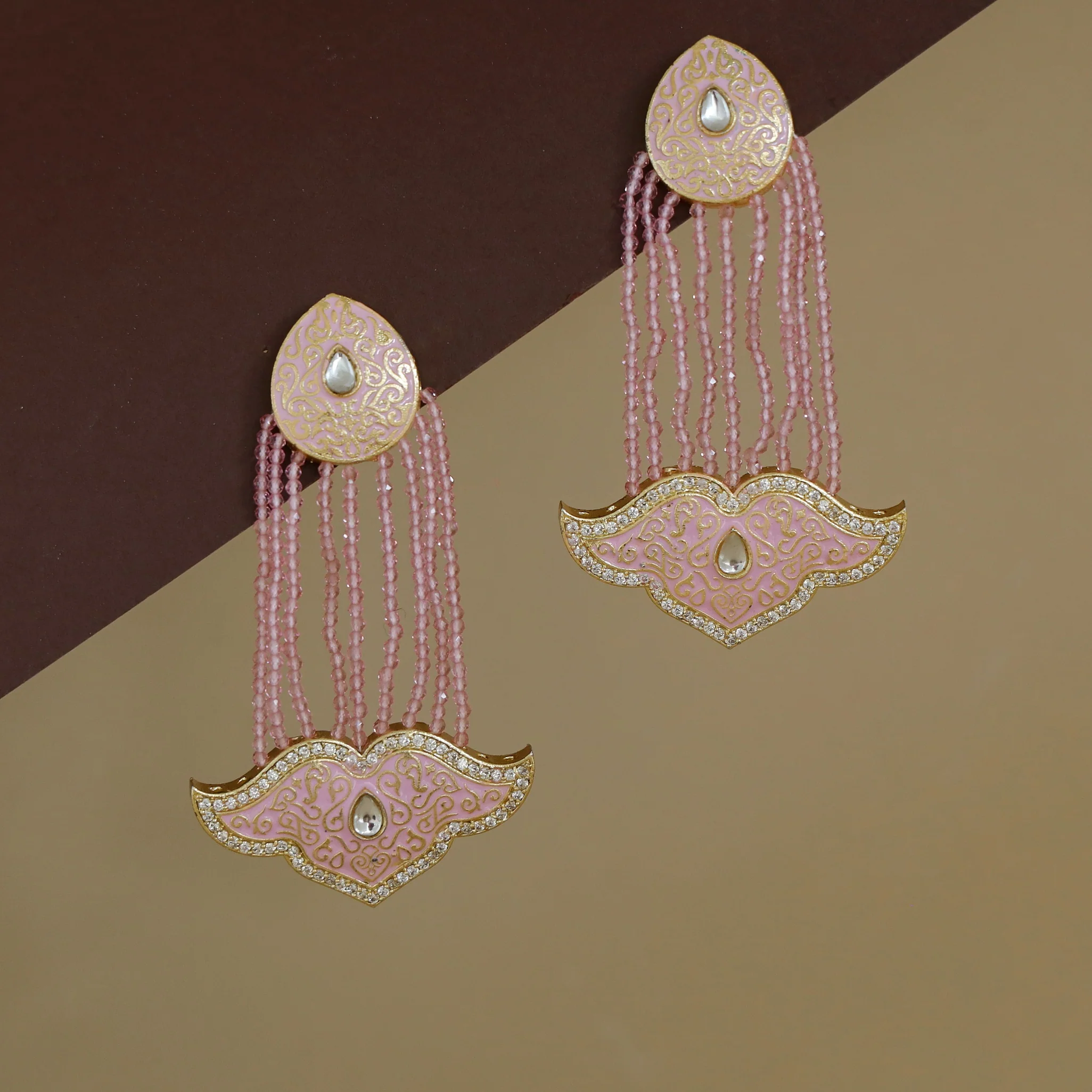 Himansha Beaded Tassel Kundan Earring - Image 6