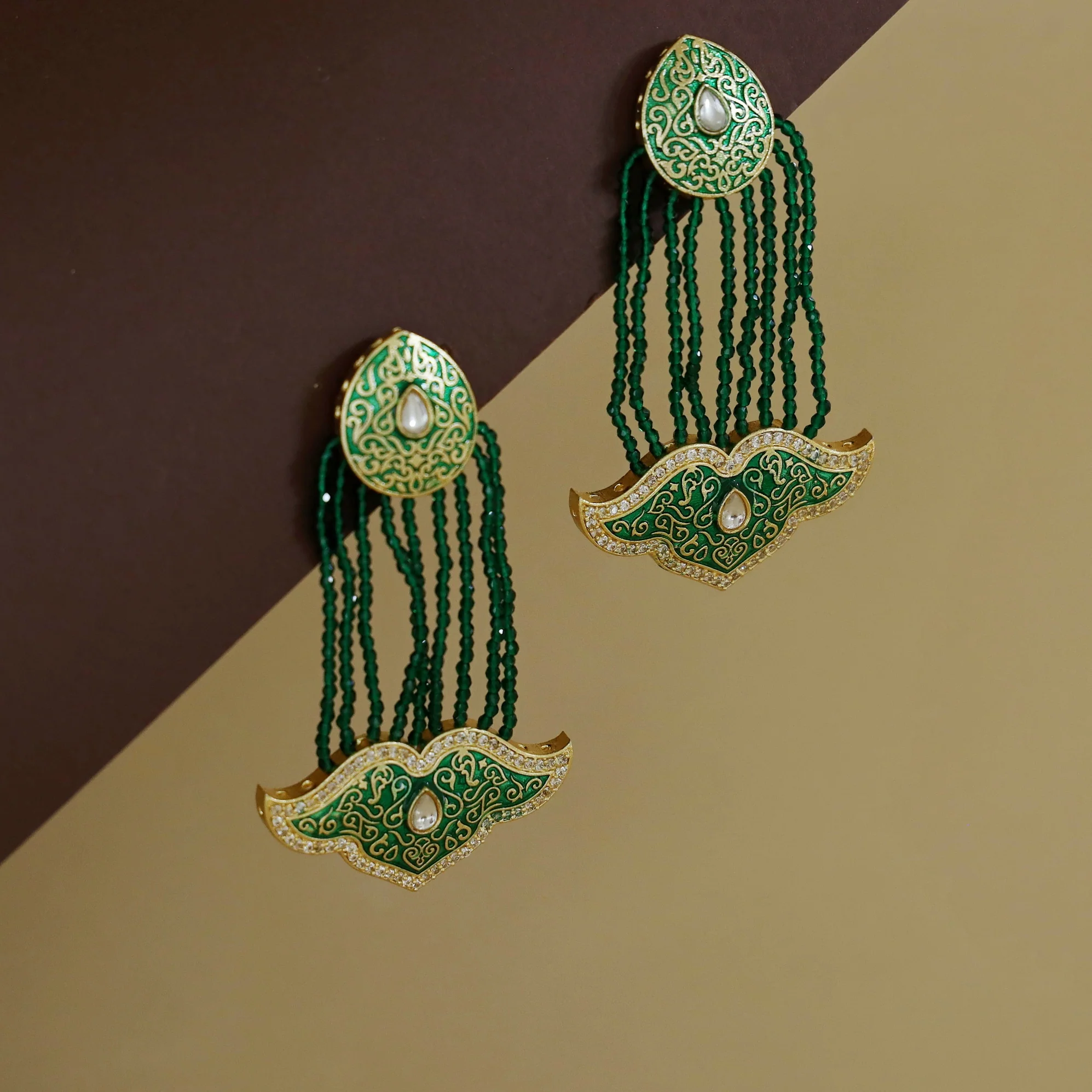 Himansha Beaded Tassel Kundan Earring - Image 8
