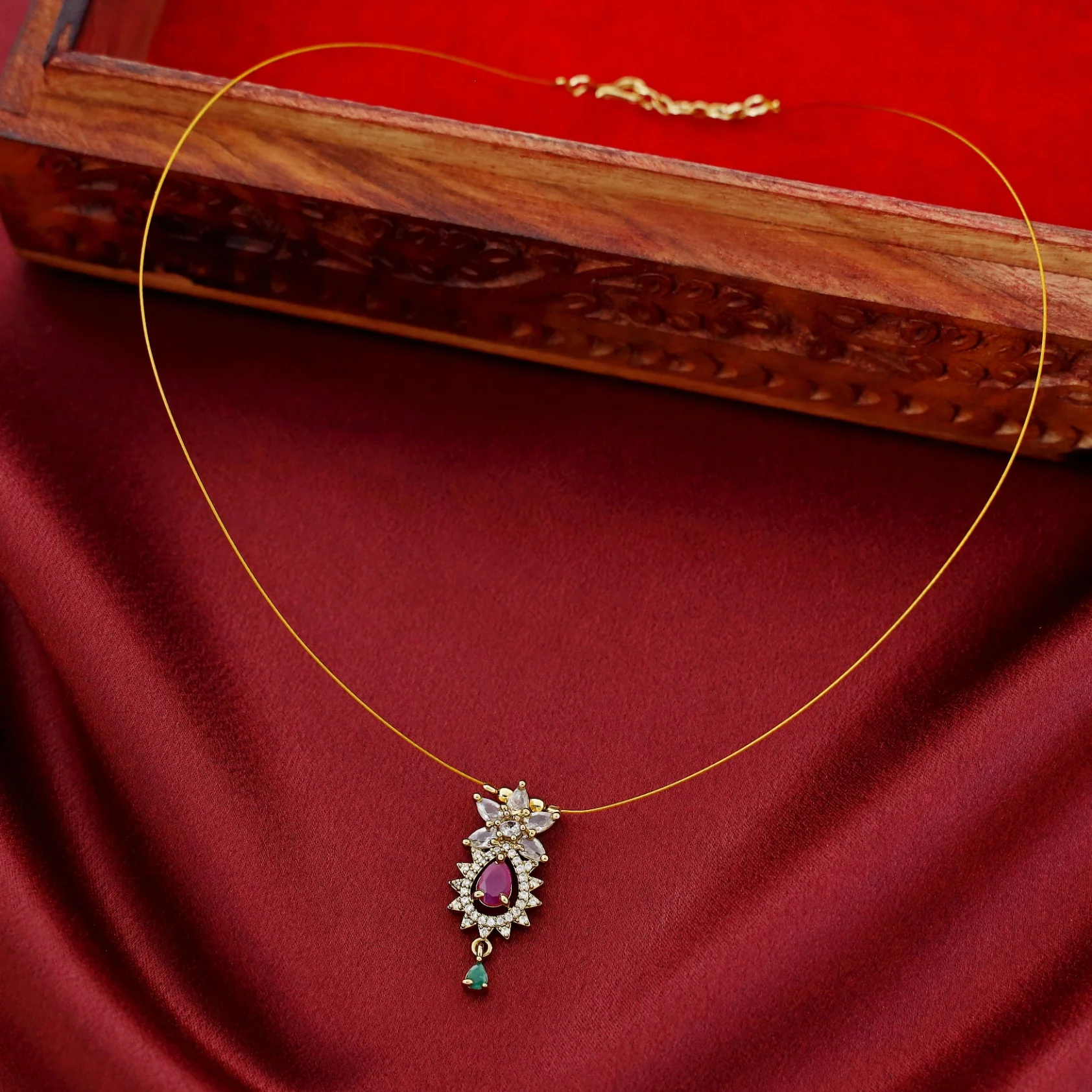 Hritika Floral AD Stone String Neckpiece - Image 10