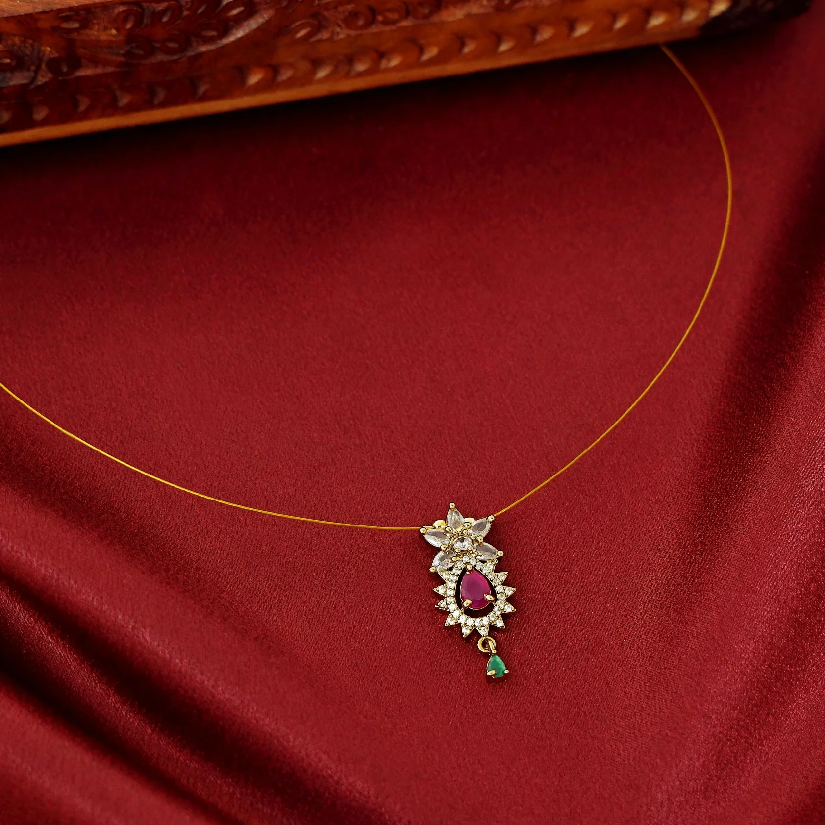 Hritika Floral AD Stone String Neckpiece - Image 9