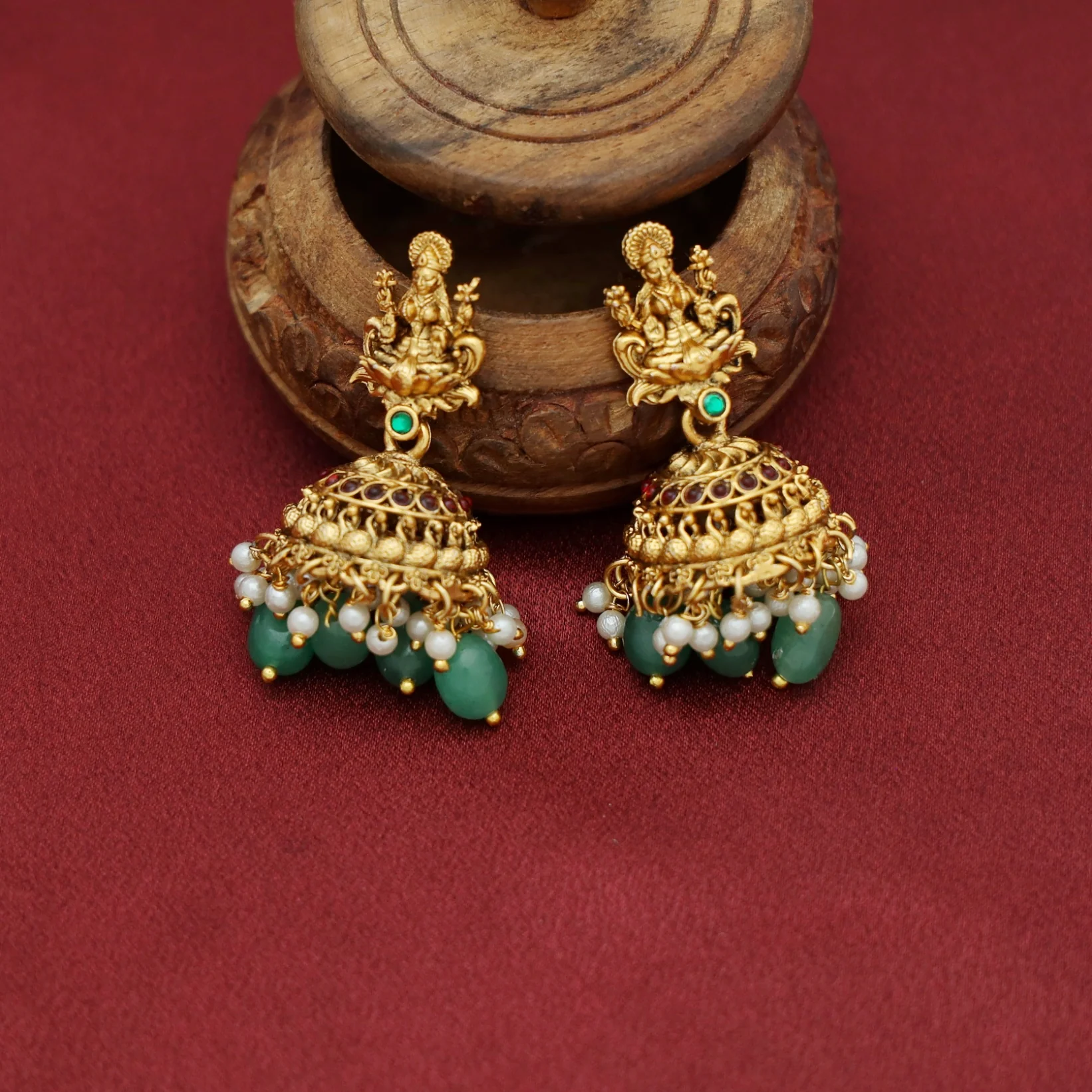 Iharika Devi Beaded Pearl Mayura Long Haram With Earring - Image 3