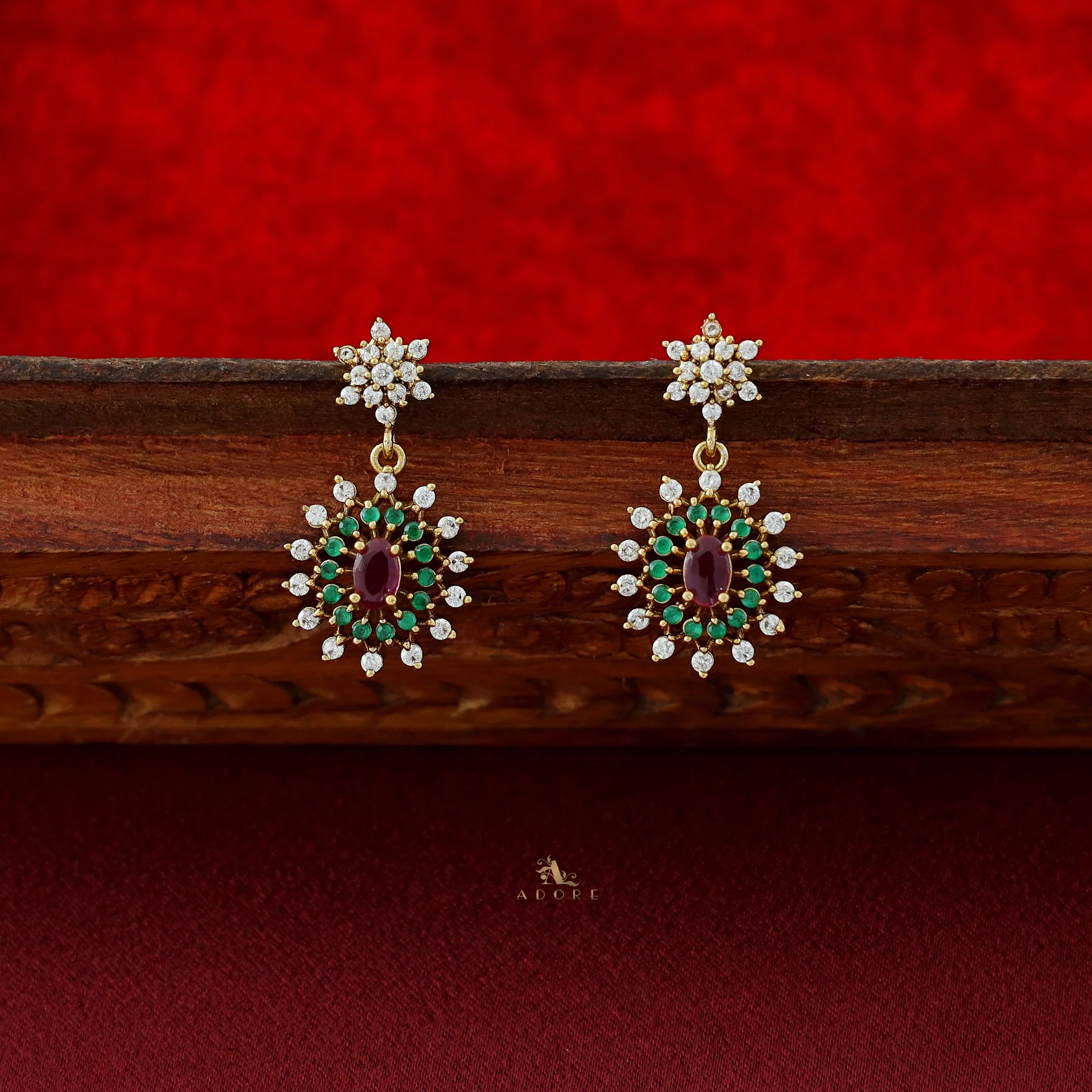 Ikshitha AD Stone Stiff Wing Neckpiece With Earring - Image 11
