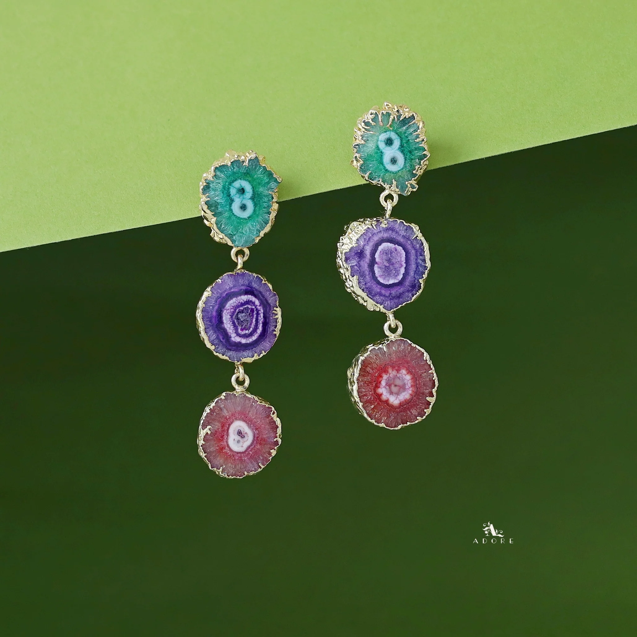 Iliana 3 Layer Solar Agate Earring - Image 10