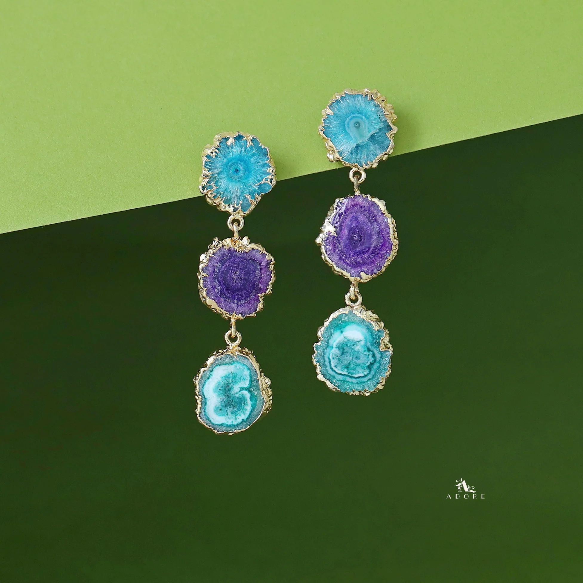 Iliana 3 Layer Solar Agate Earring - Image 11