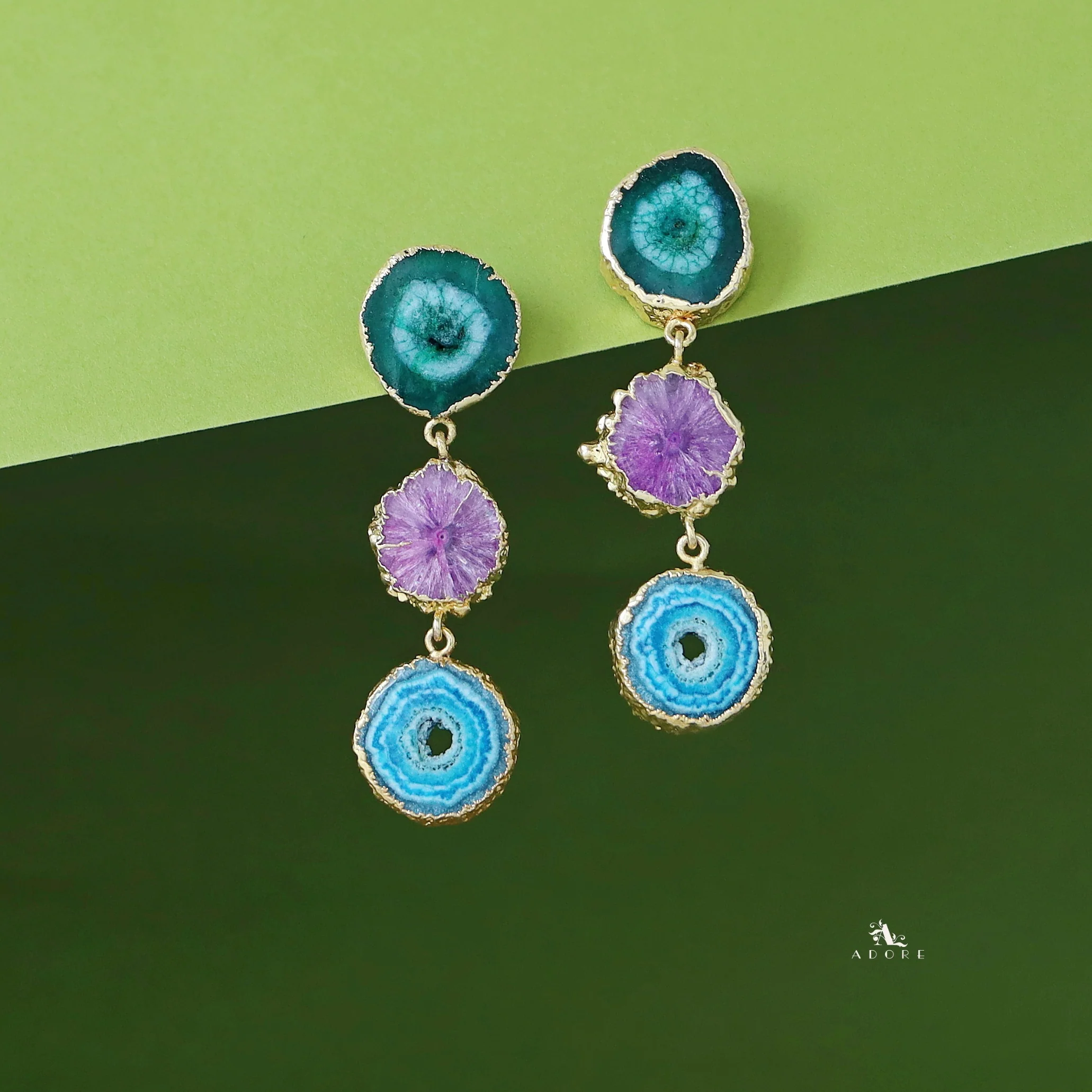 Iliana 3 Layer Solar Agate Earring - Image 12