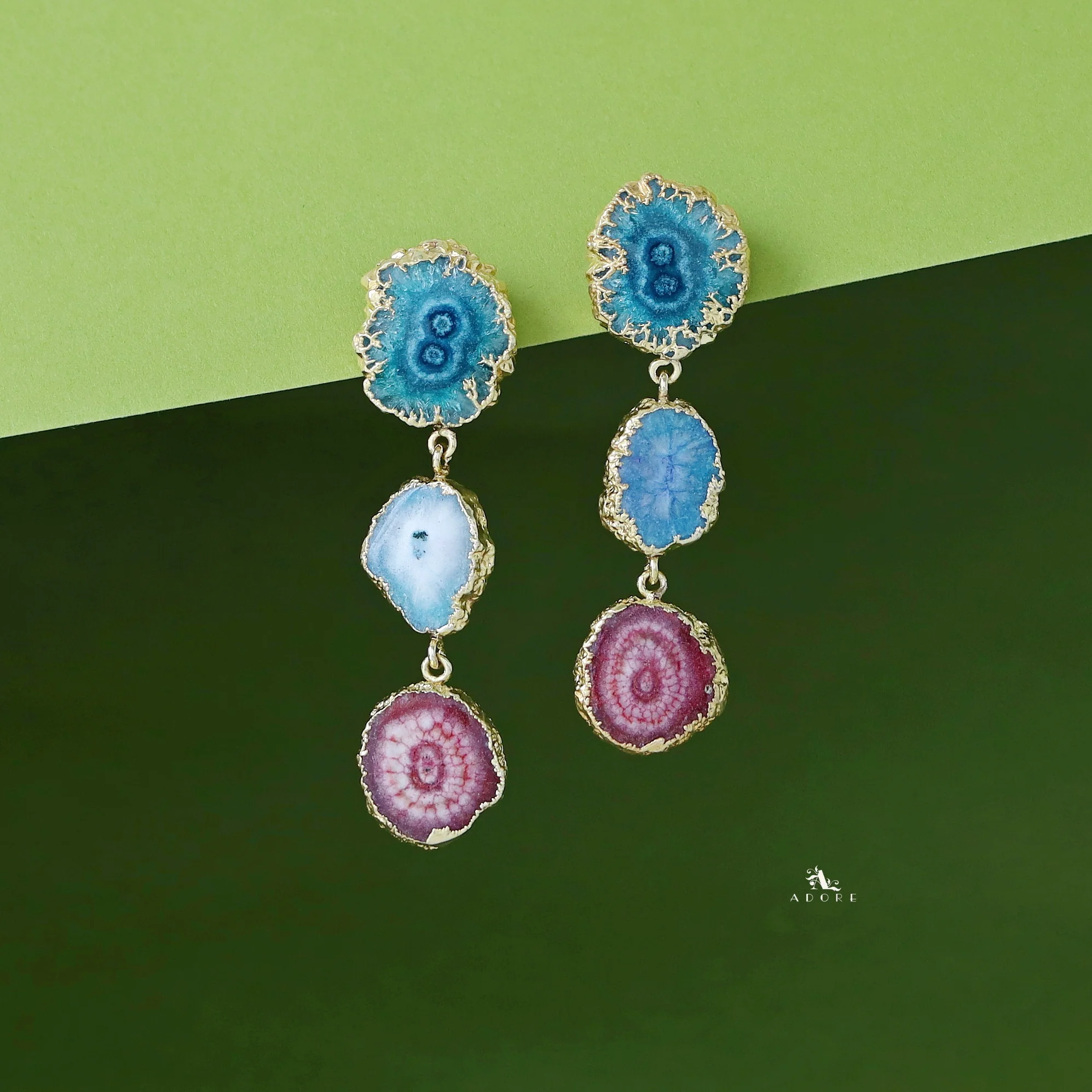 Iliana 3 Layer Solar Agate Earring - Image 13