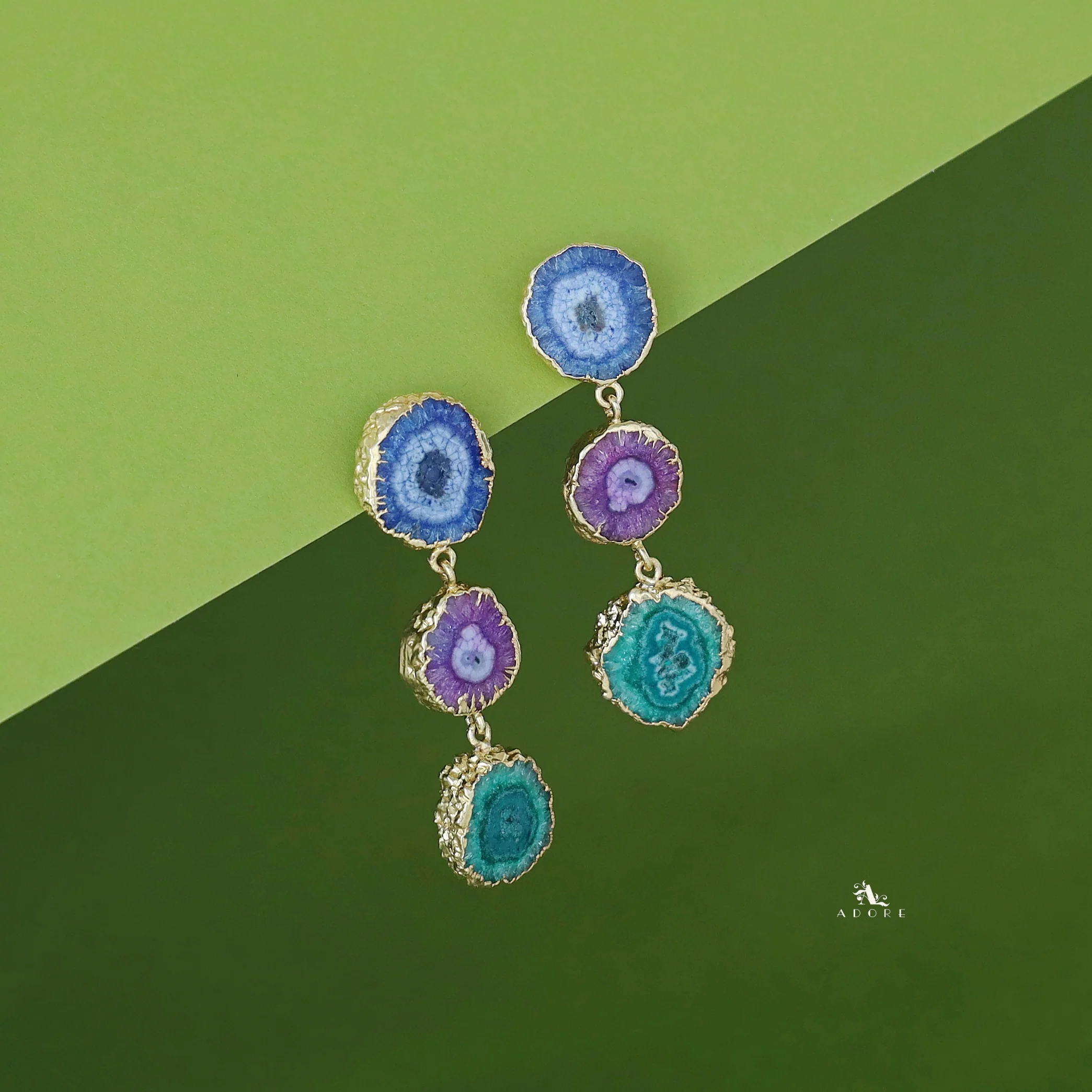 Iliana 3 Layer Solar Agate Earring - Image 14
