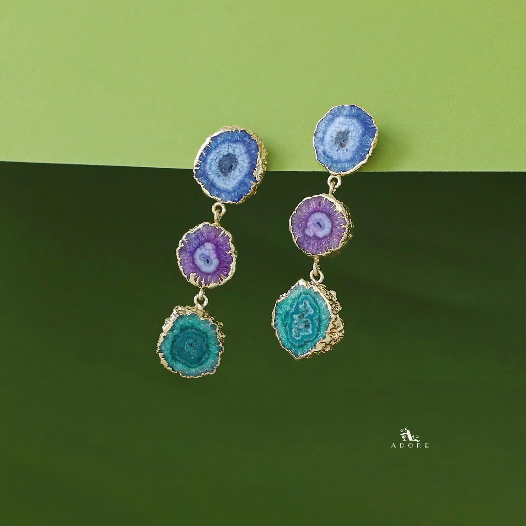 Iliana 3 Layer Solar Agate Earring - Image 15
