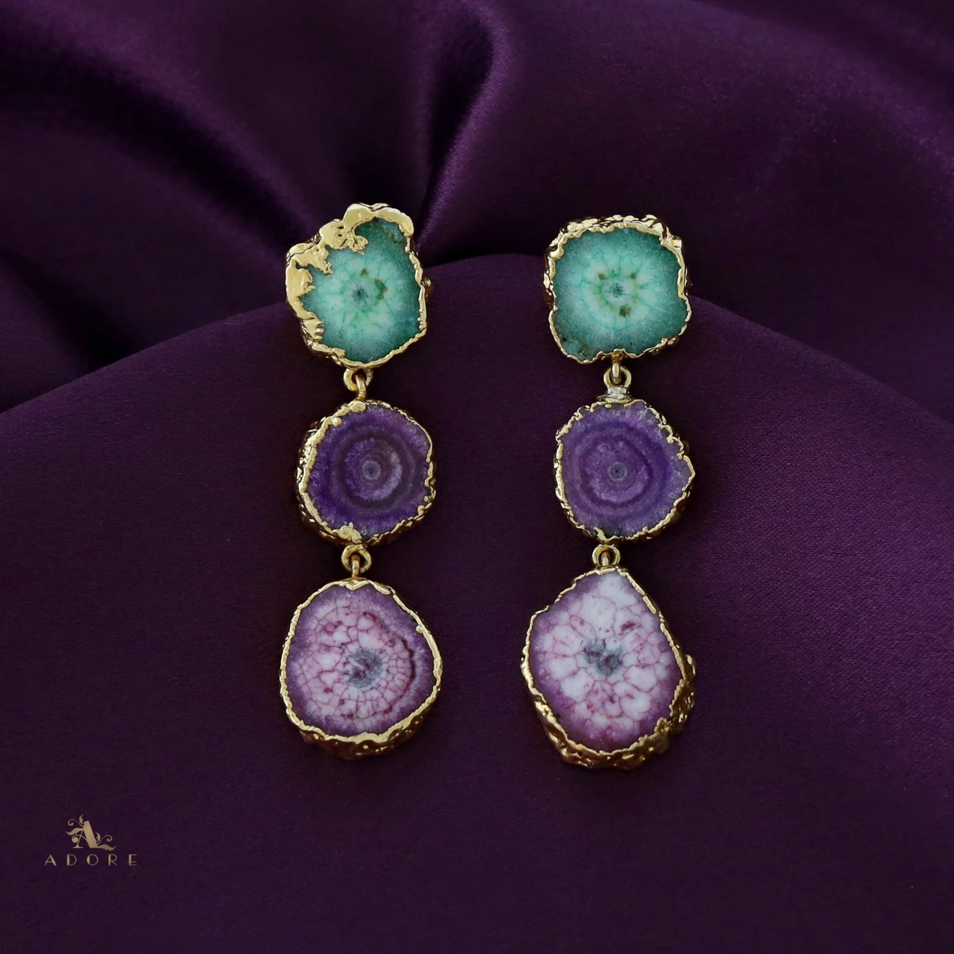 Iliana 3 Layer Solar Agate Earring - Image 16