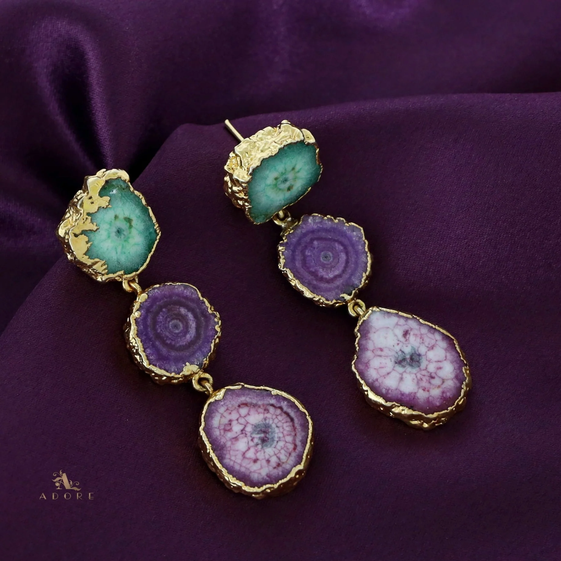 Iliana 3 Layer Solar Agate Earring - Image 17