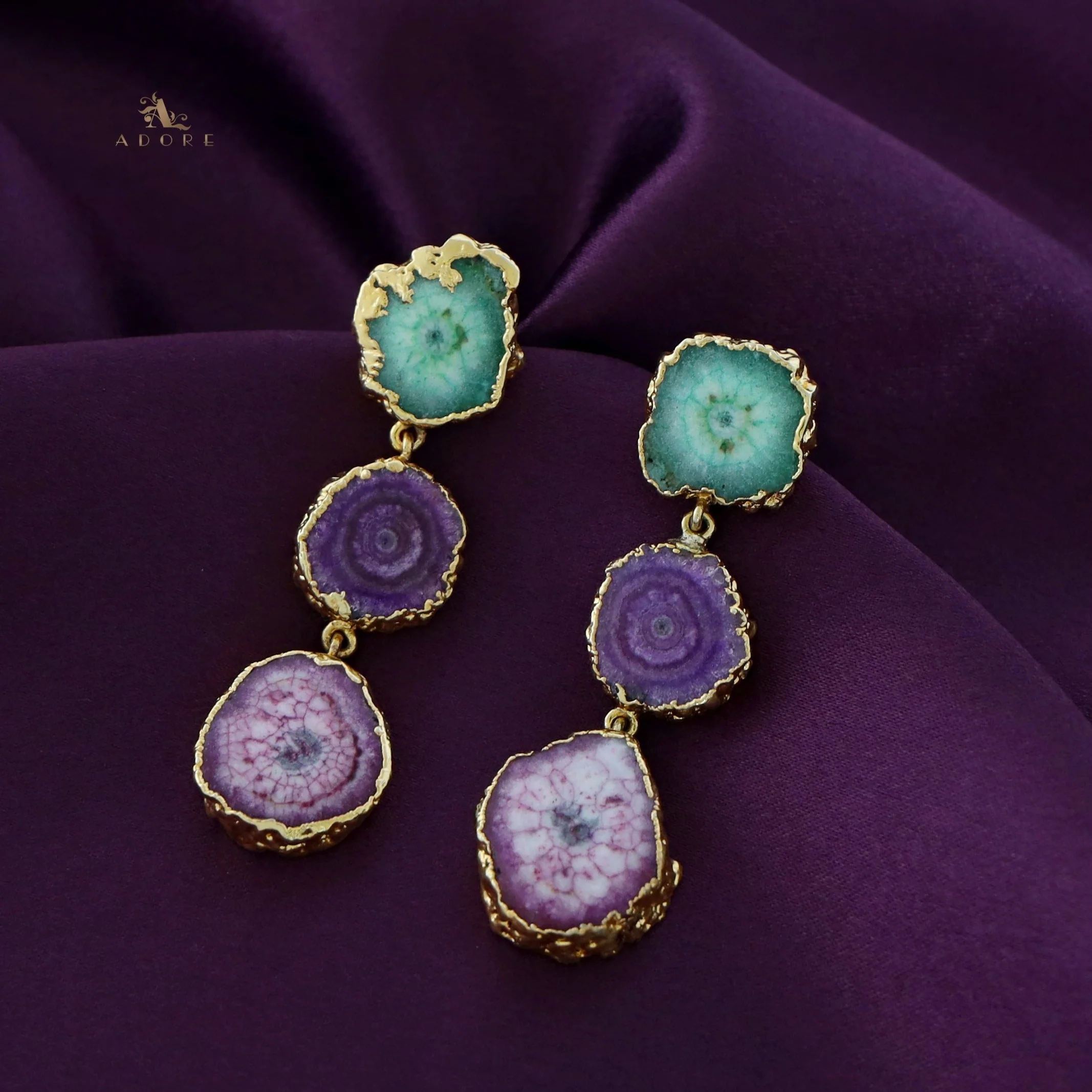 Iliana 3 Layer Solar Agate Earring - Image 18