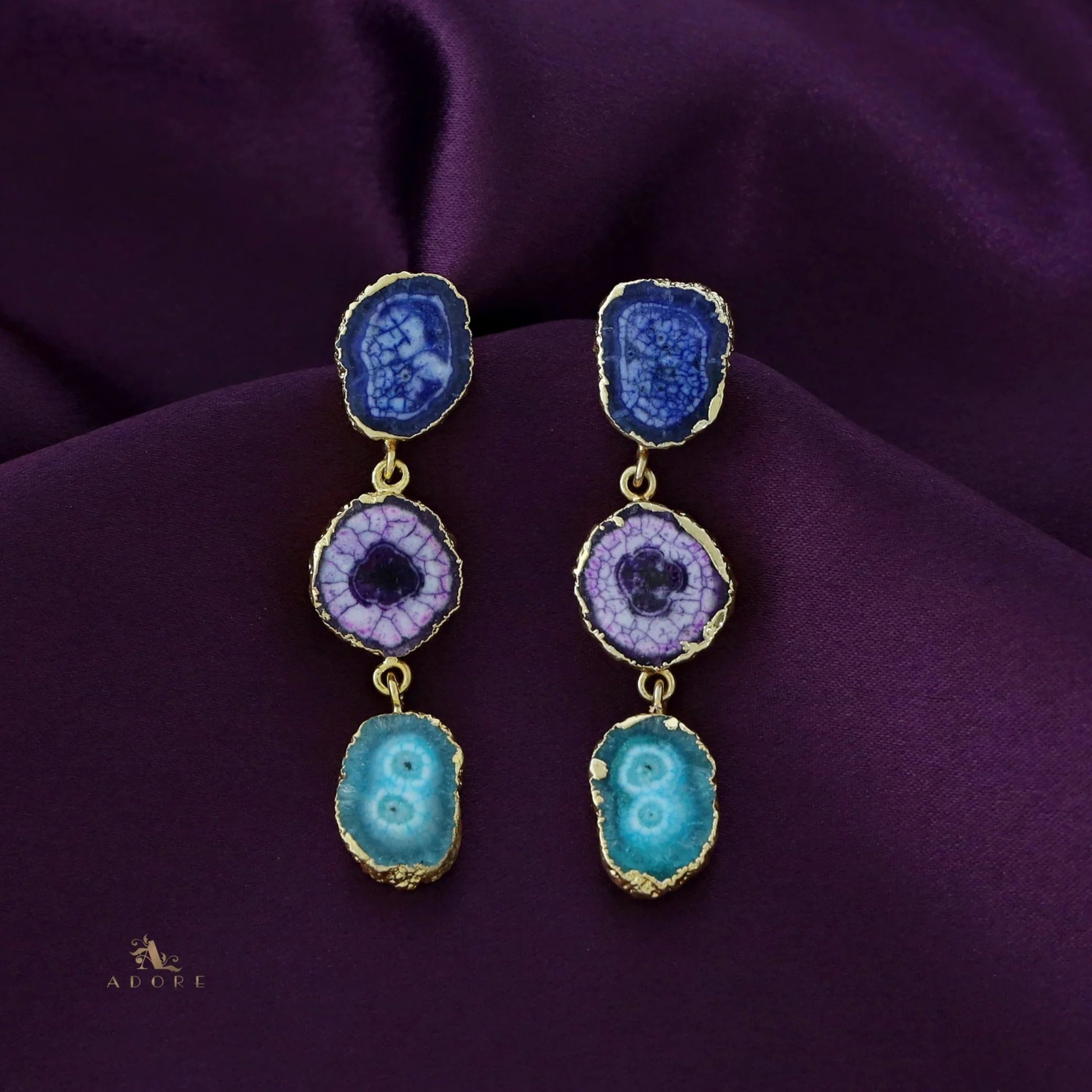 Iliana 3 Layer Solar Agate Earring - Image 22