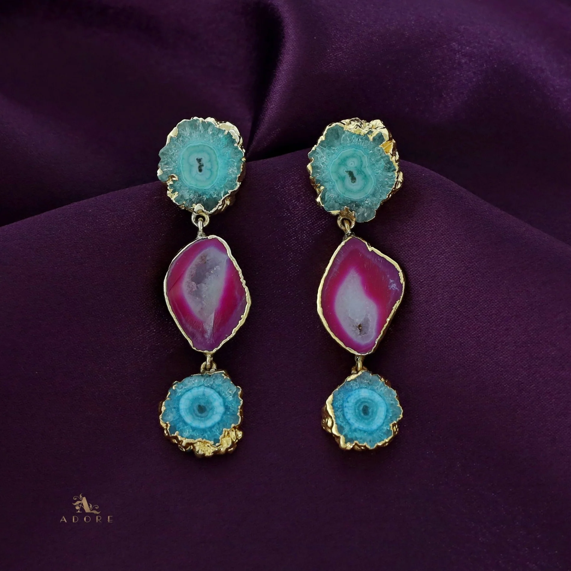 Iliana 3 Layer Solar Agate Earring - Image 25