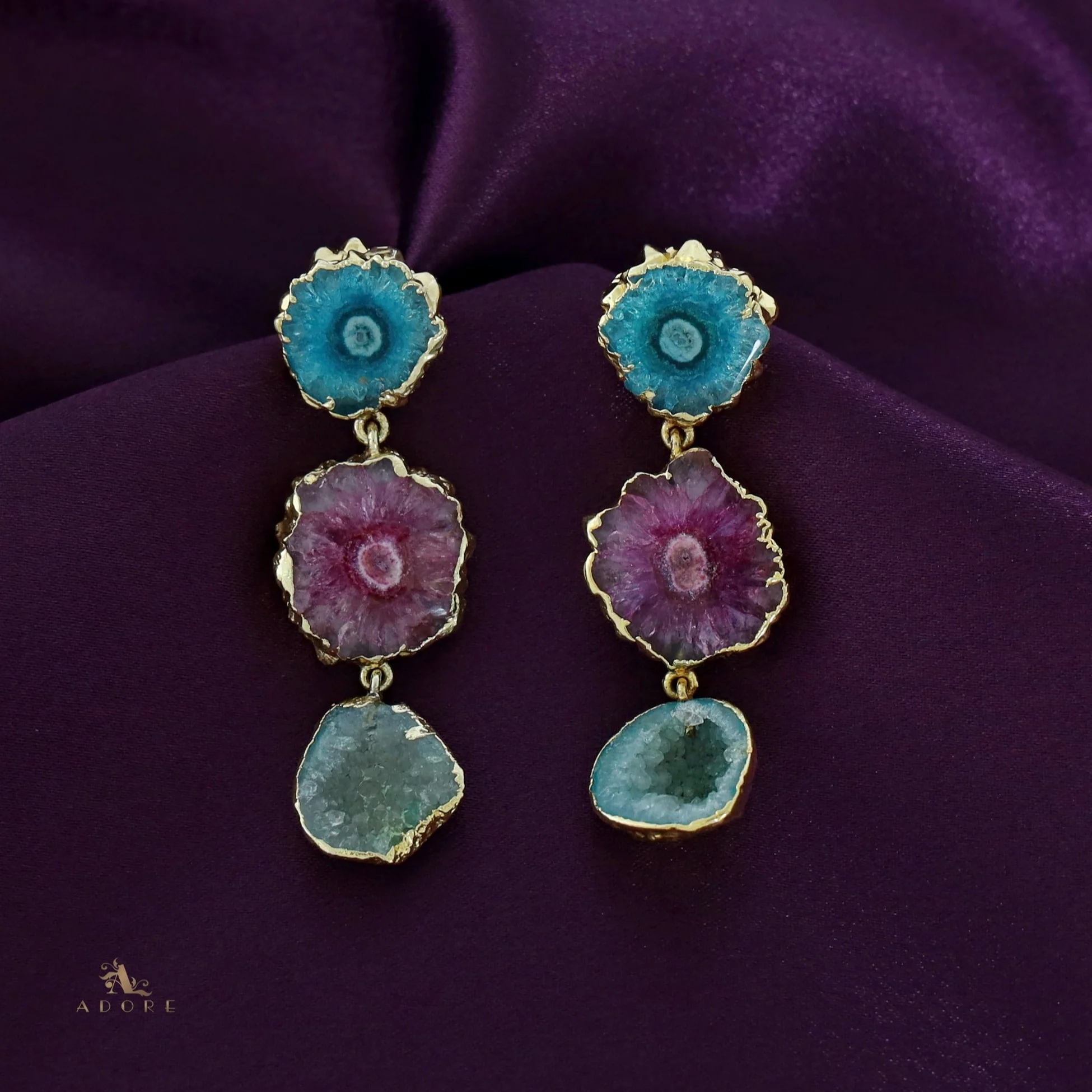 Iliana 3 Layer Solar Agate Earring - Image 29