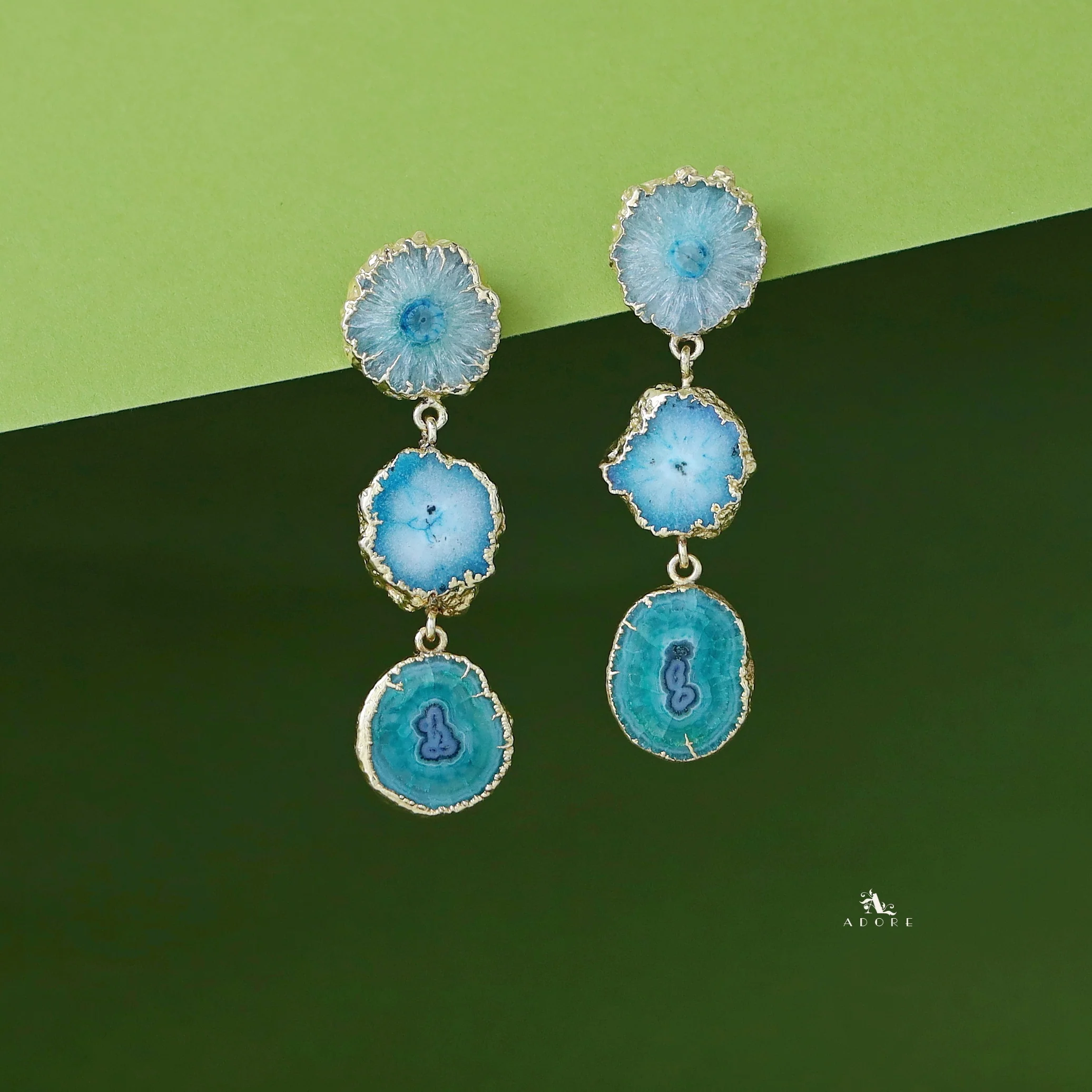 Iliana 3 Layer Solar Agate Earring - Image 4