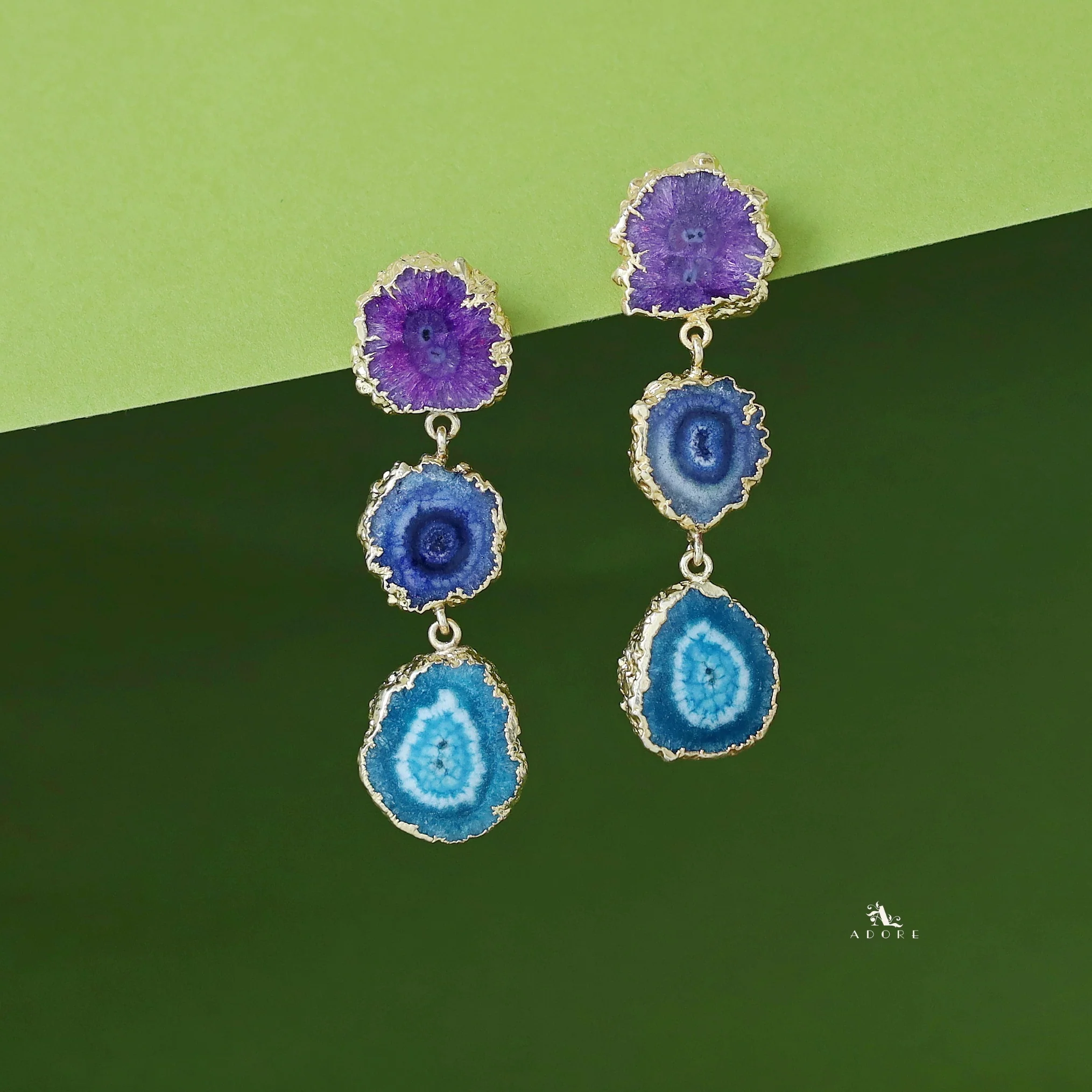 Iliana 3 Layer Solar Agate Earring - Image 6