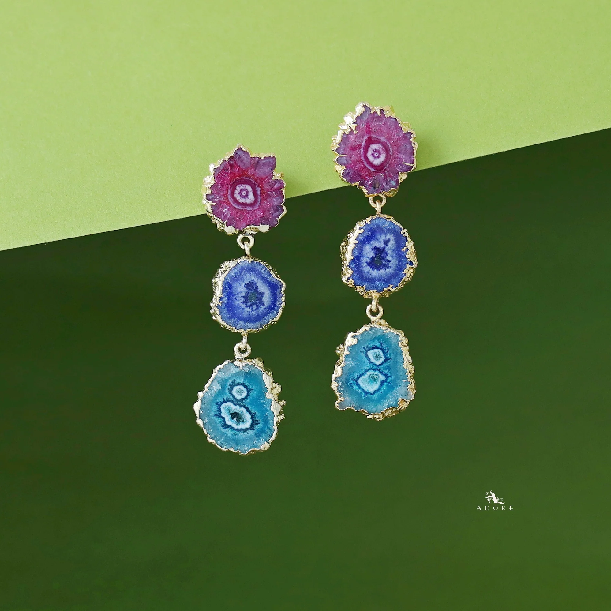 Iliana 3 Layer Solar Agate Earring - Image 7