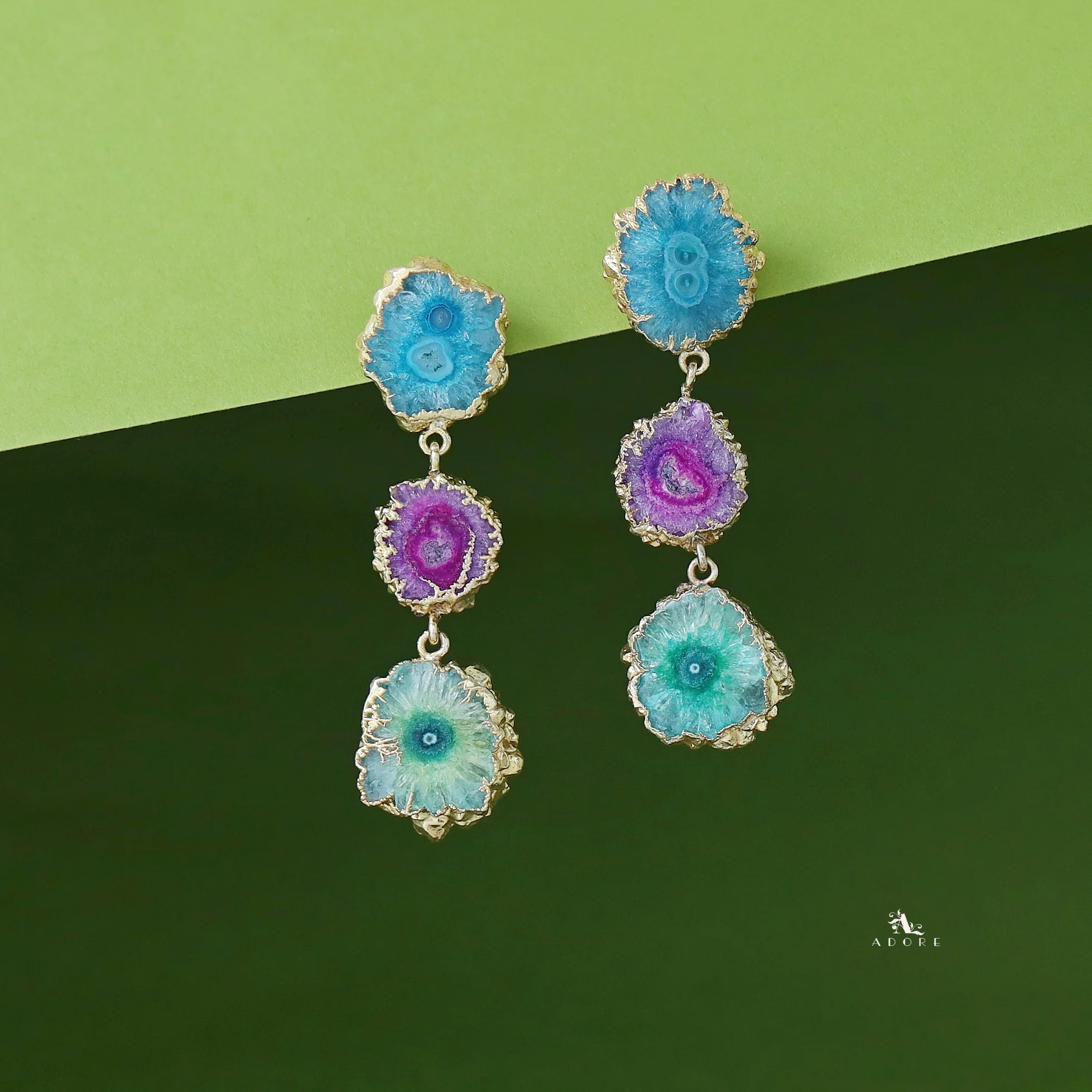 Iliana 3 Layer Solar Agate Earring - Image 8