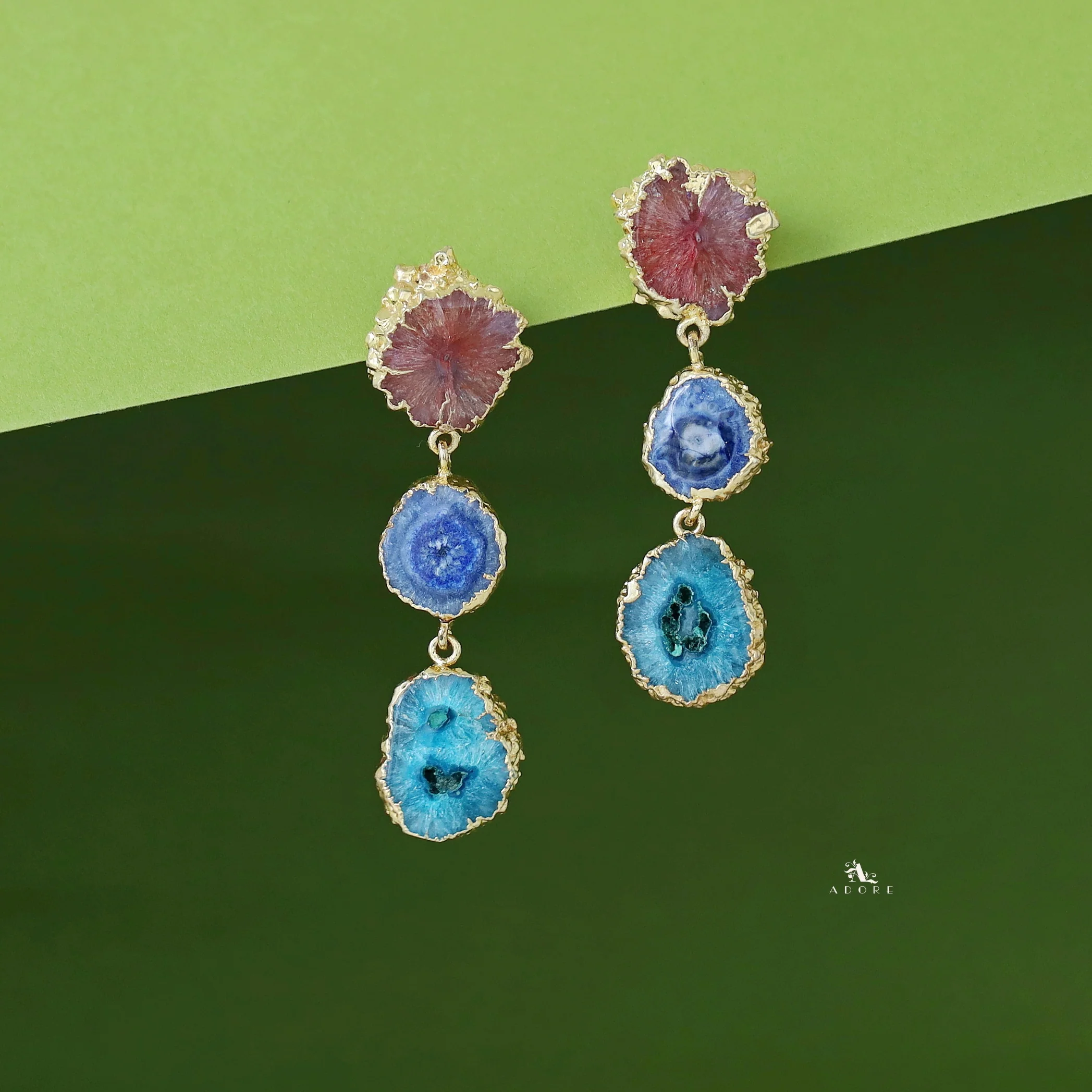 Iliana 3 Layer Solar Agate Earring - Image 9