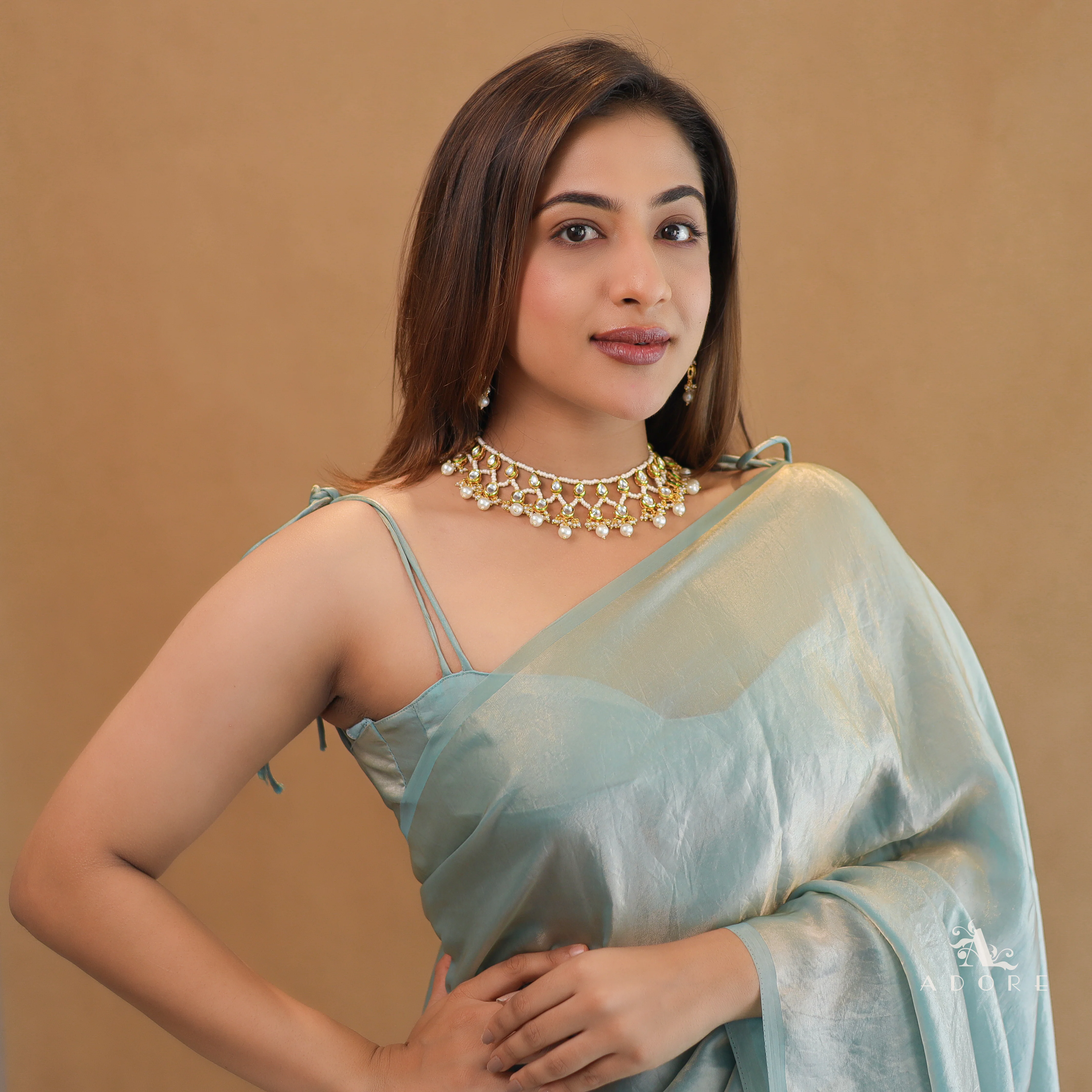 Inaaya Kundan Pearl Neckpiece With Earring - Image 2
