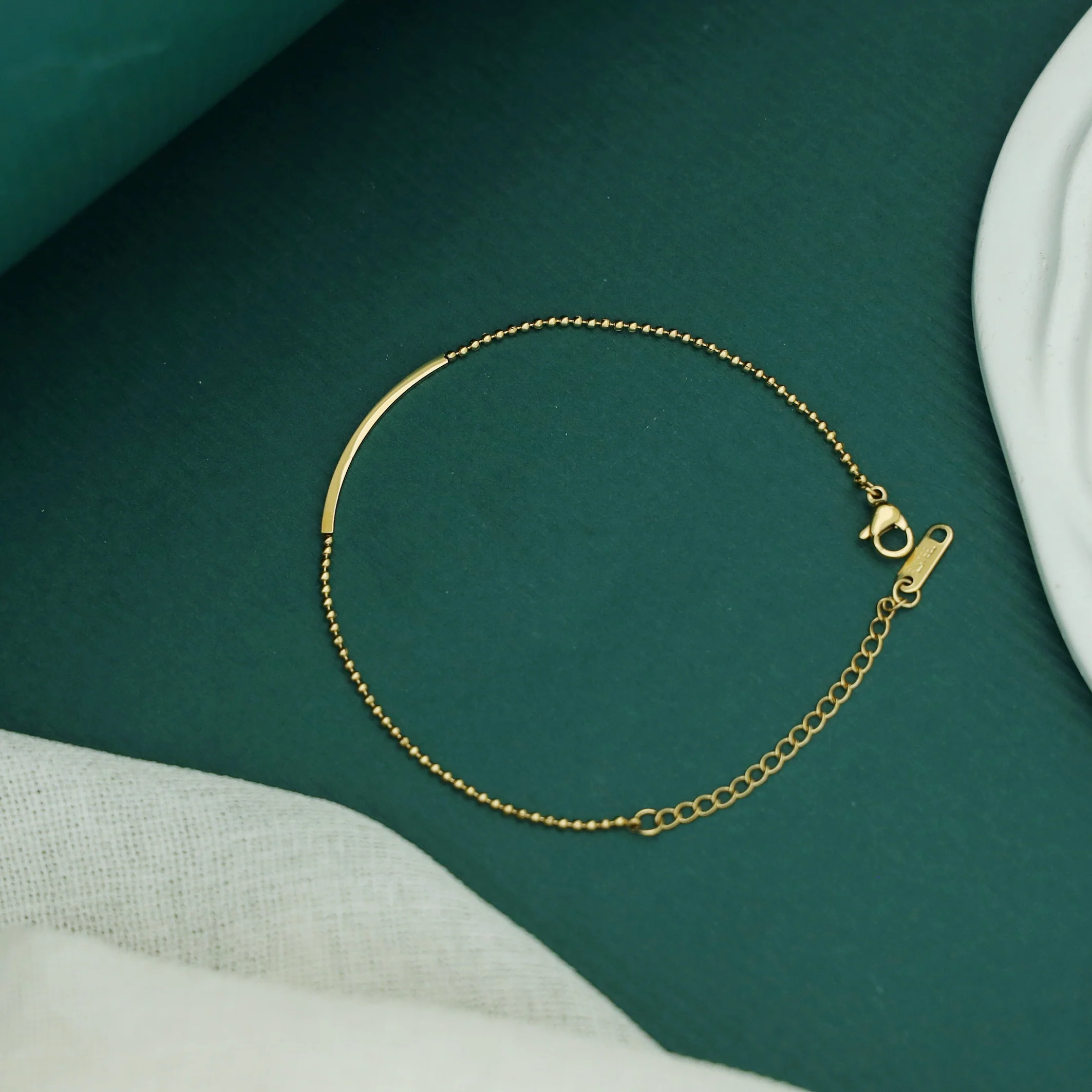 Iona Golden Curved Bar Bracelet - Image 3
