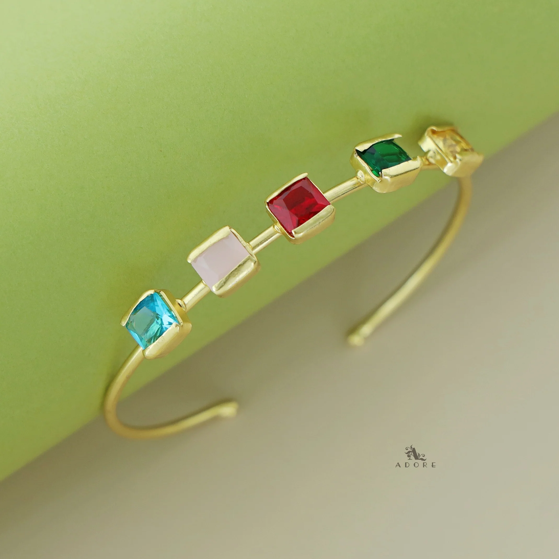 Ira Golden Penta Glossy Stone Bangle - Image 5