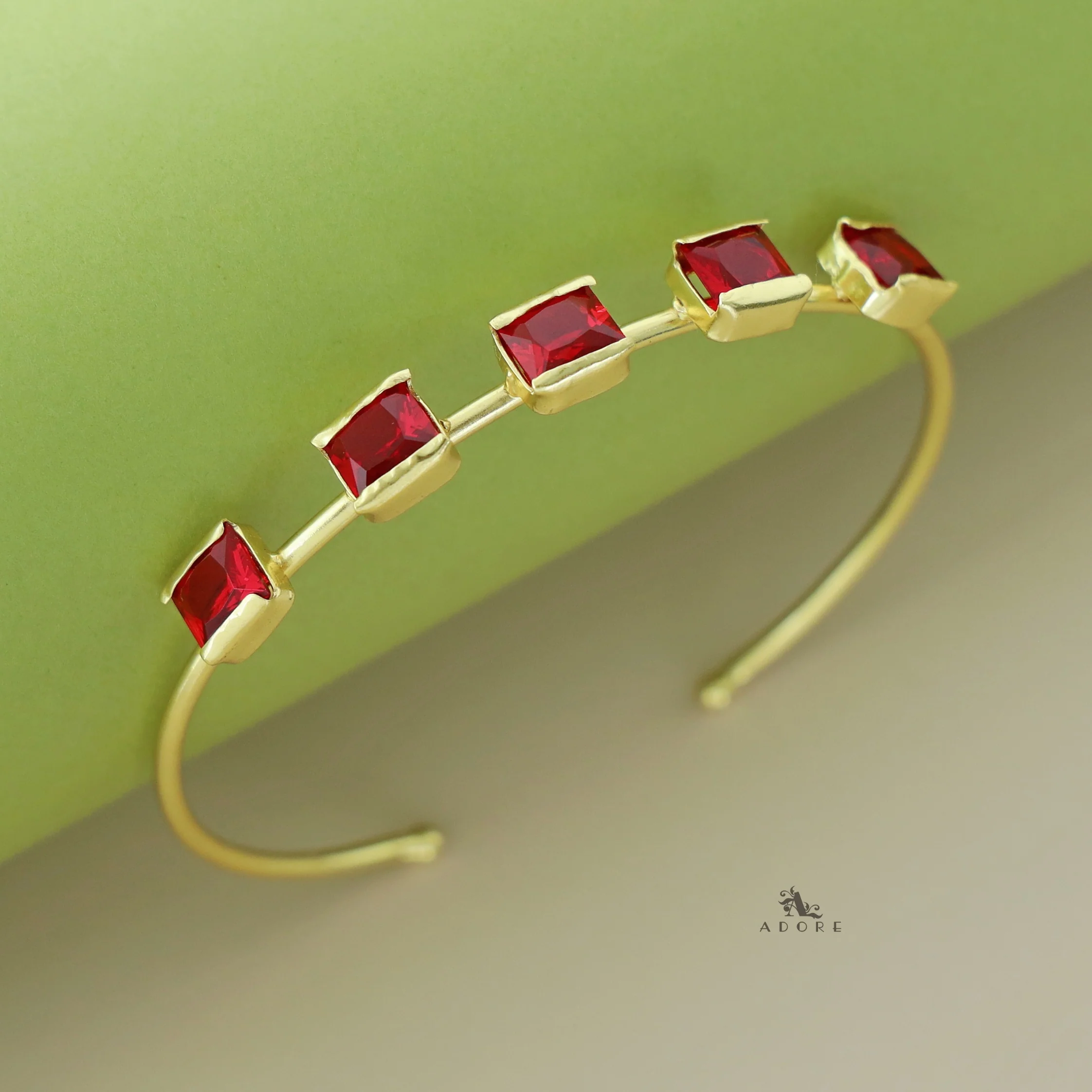 Ira Golden Penta Glossy Stone Bangle - Image 6