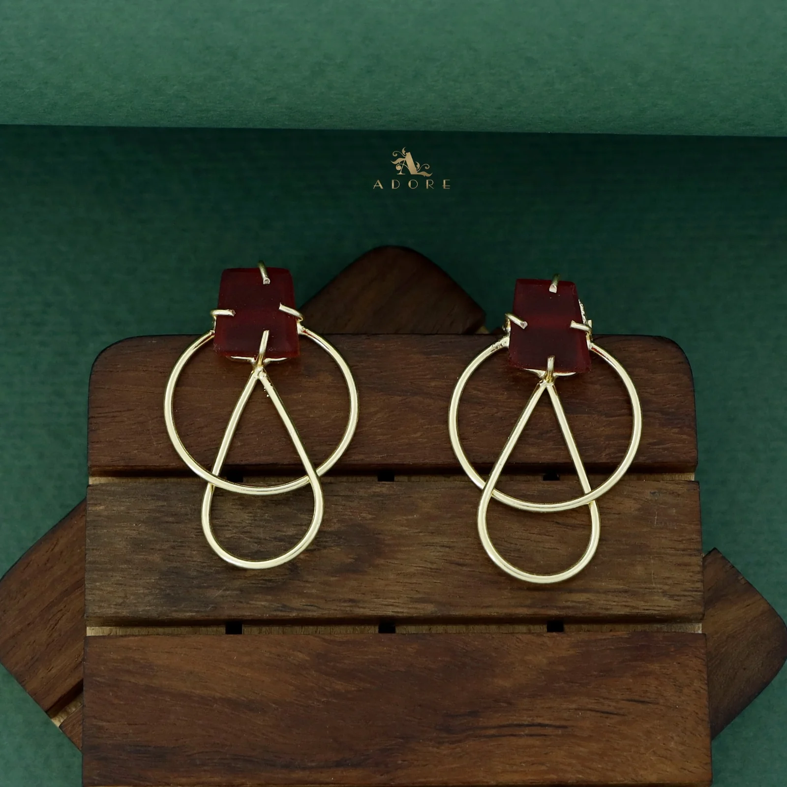 Isabel Raw Stone Golden Circle Drop Earring - Image 2