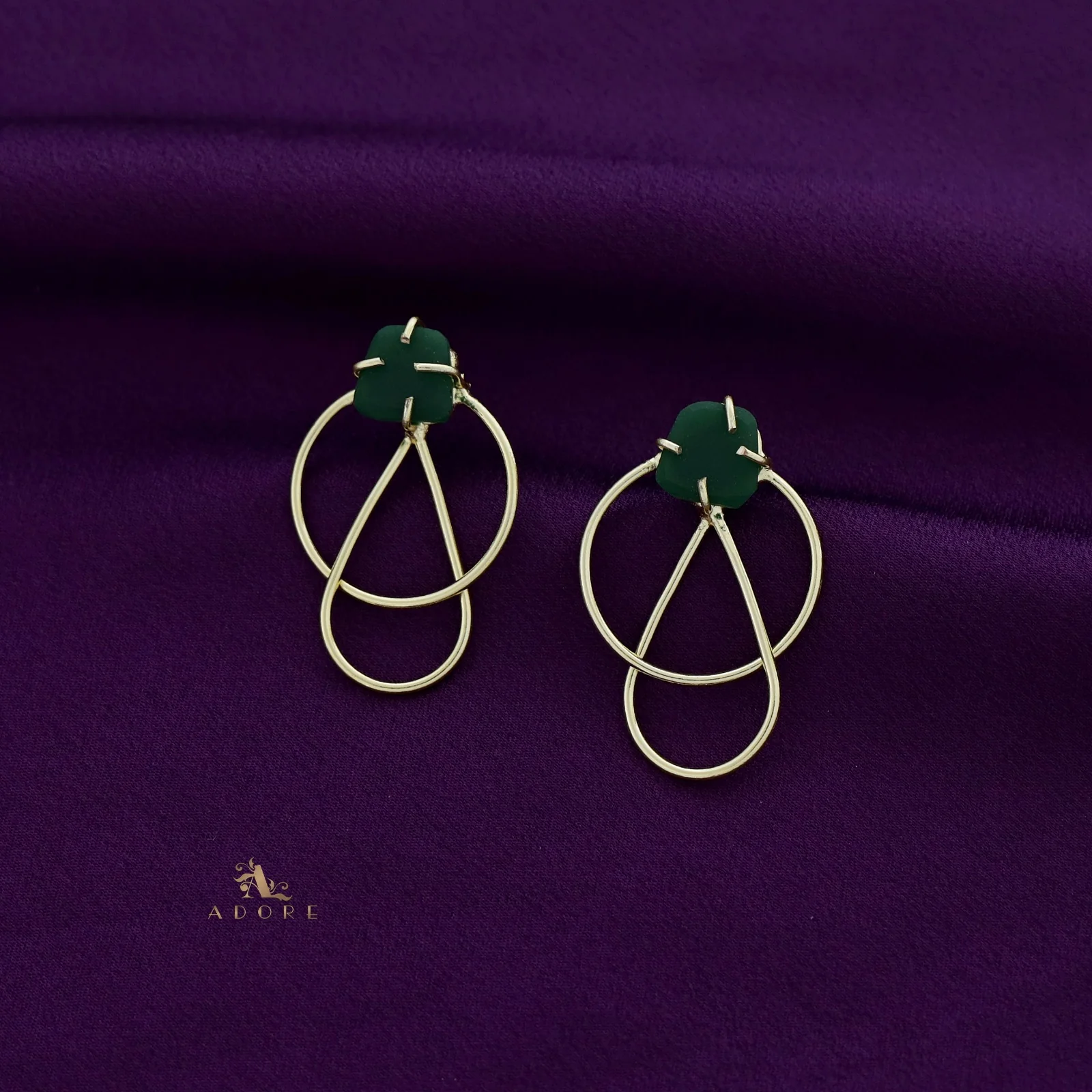 Isabel Raw Stone Golden Circle Drop Earring - Image 4