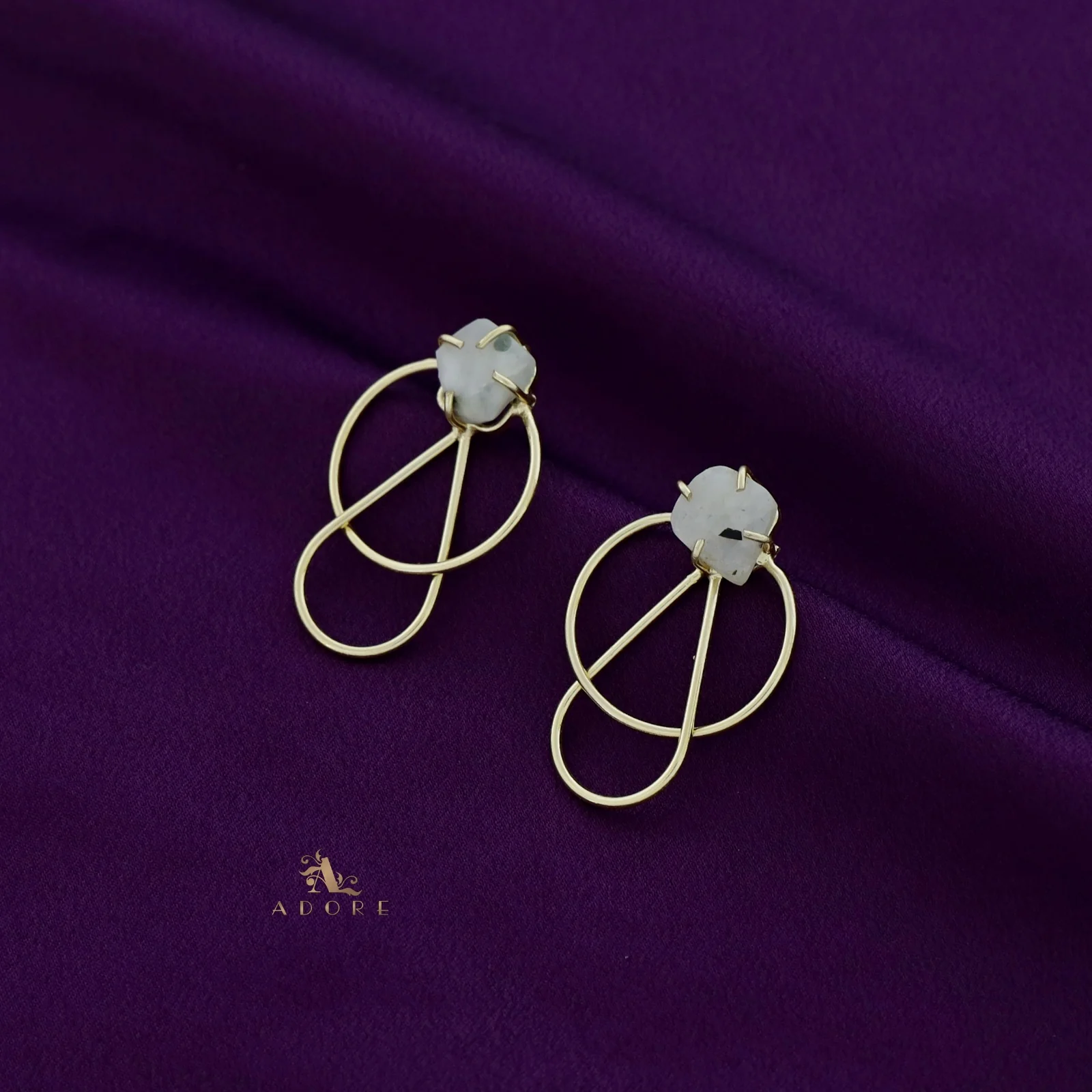 Isabel Raw Stone Golden Circle Drop Earring - Image 7